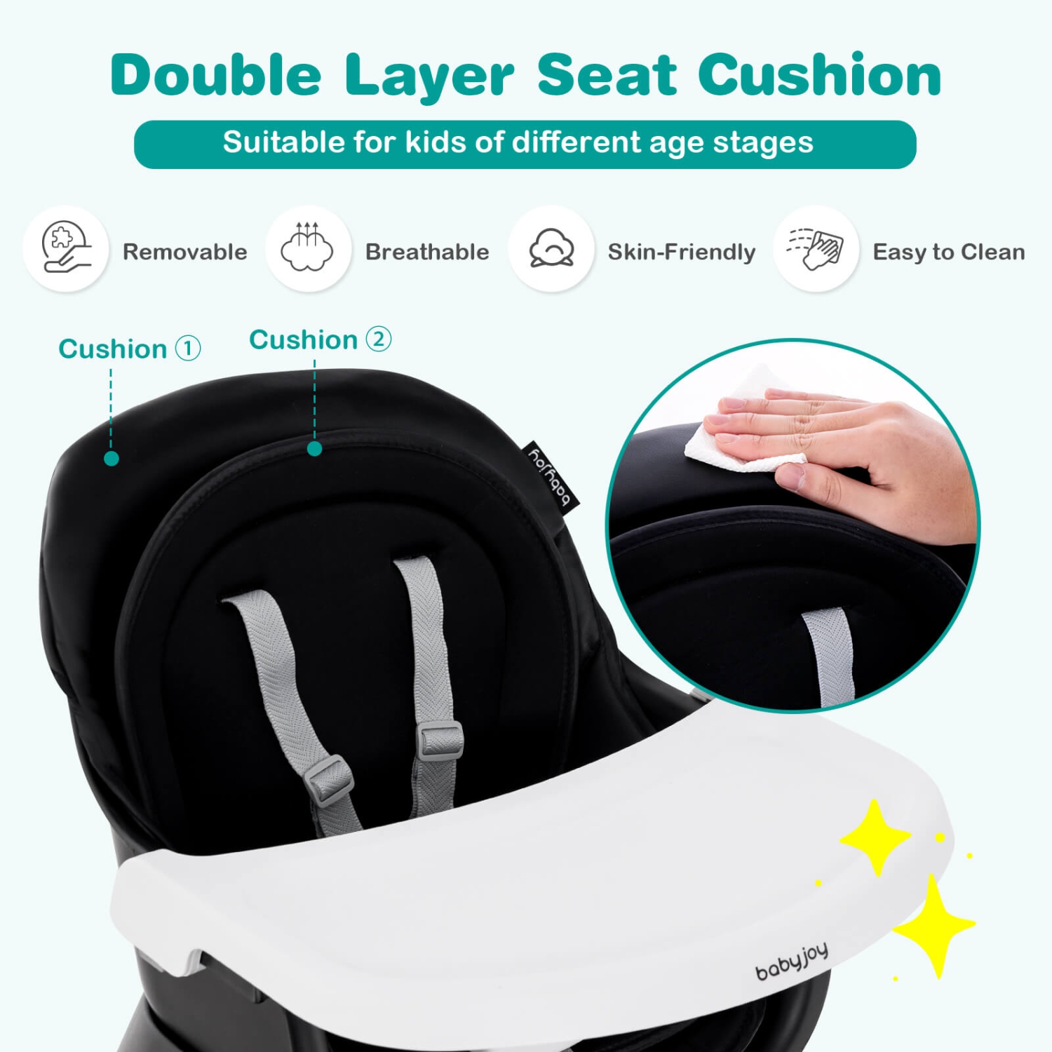Costway 6-in-1 Baby High Chair Convertible Dining Booster Seat with Removable Tray