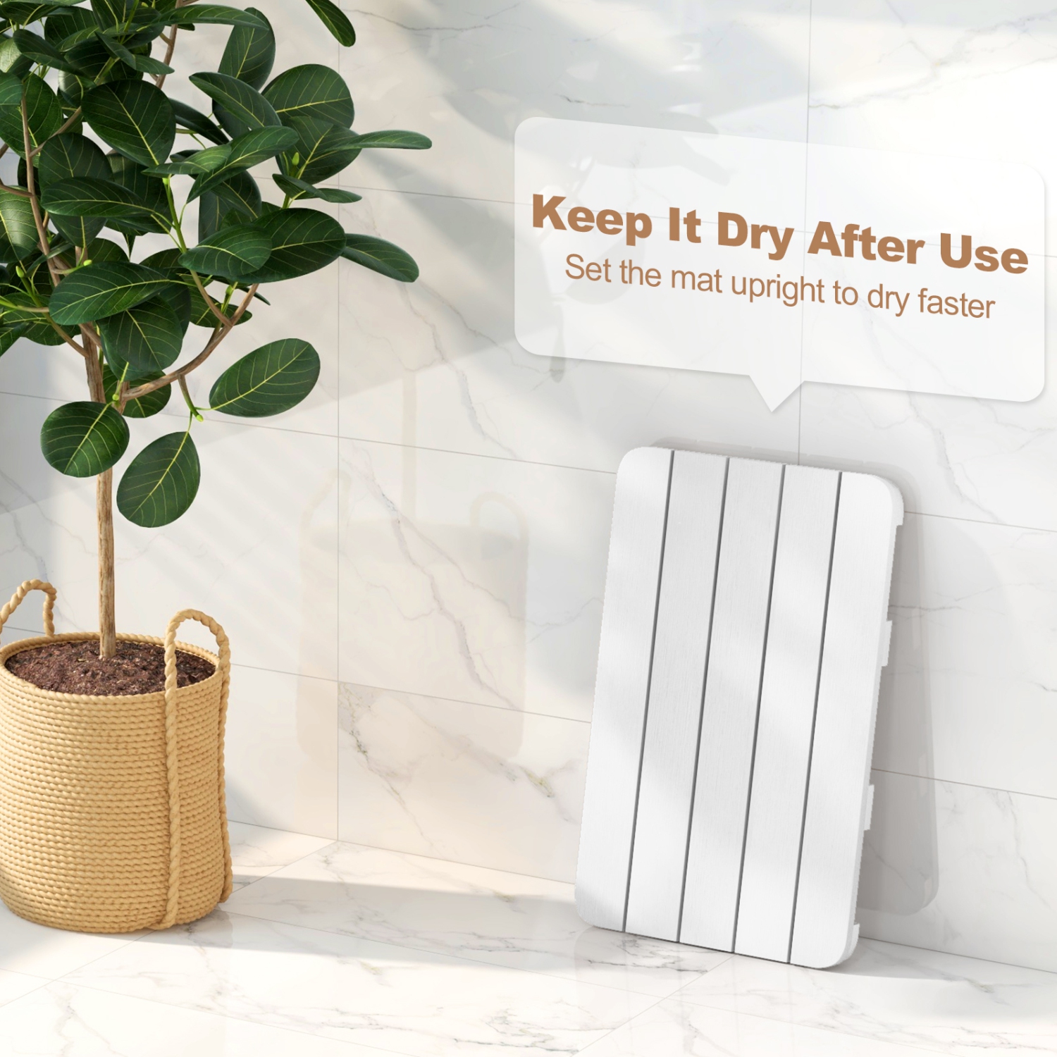 Costway 21.5" x 13.5" Bath Mat Waterproof HIPS Spa Shower Mat with Non Slip Foot Pads