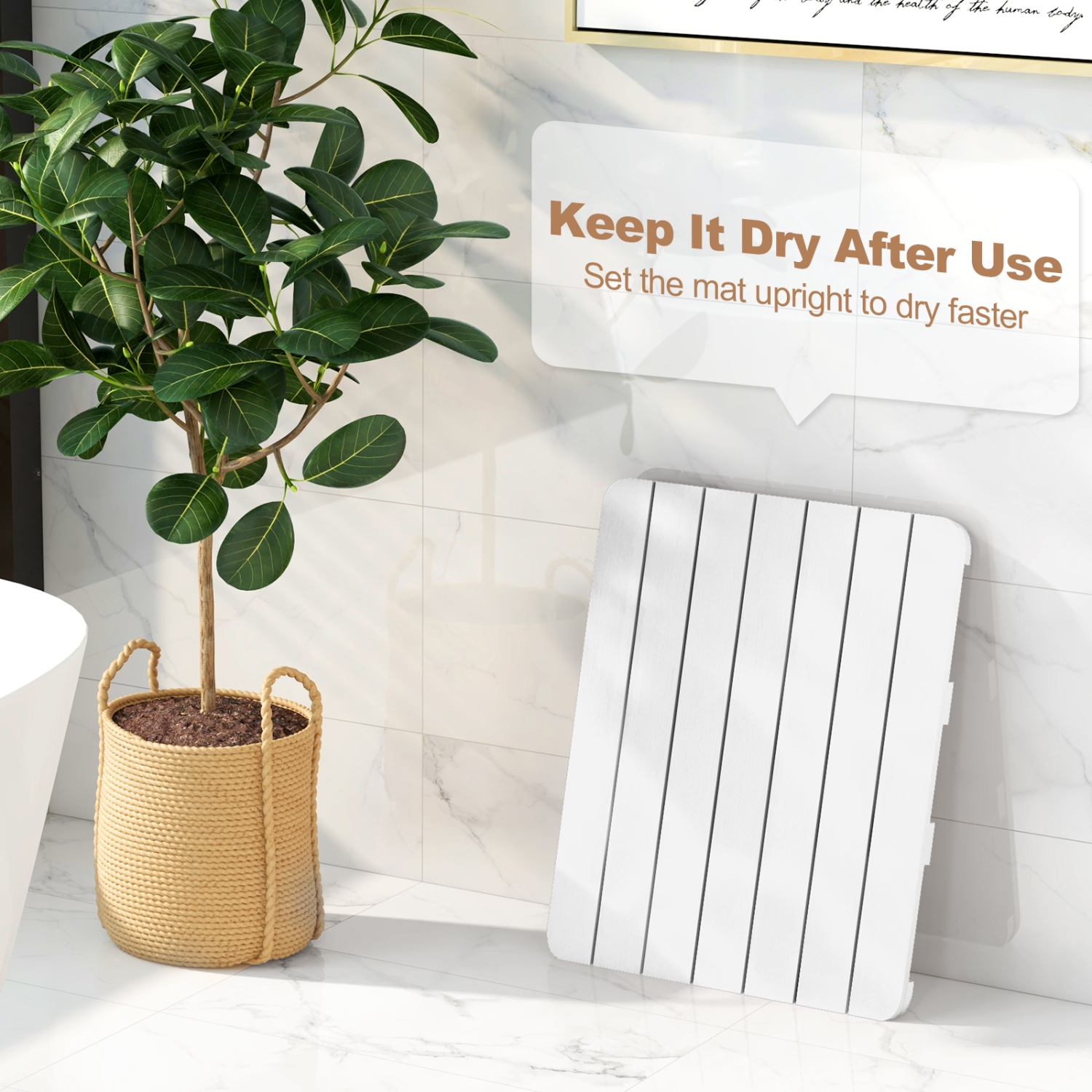 Costway 23.5" x 19" Bath Mat HIPS Spa Shower Mat for Bathroom with Non Slip Foot Pads