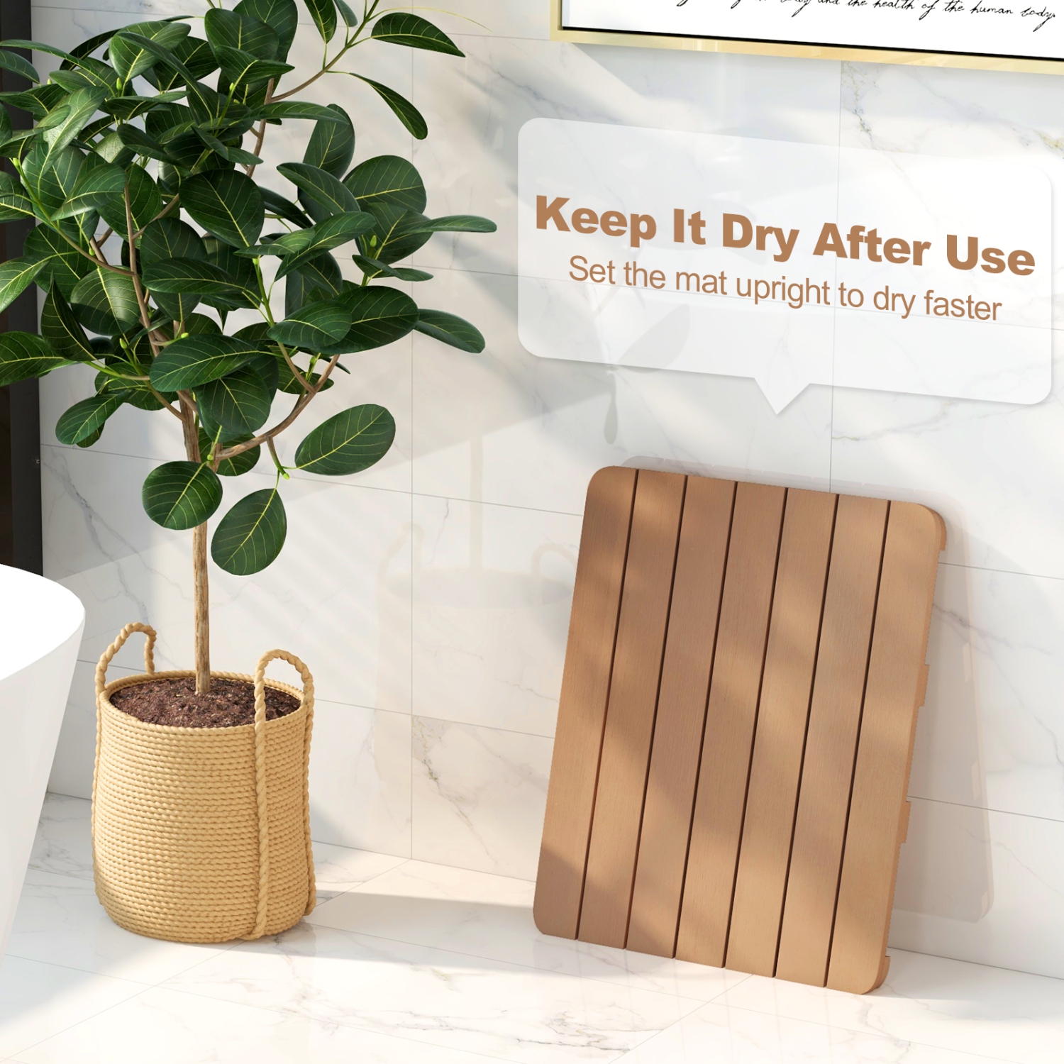 Costway 23.5" x 19" Bath Mat HIPS Spa Shower Mat for Bathroom with Non Slip Foot Pads