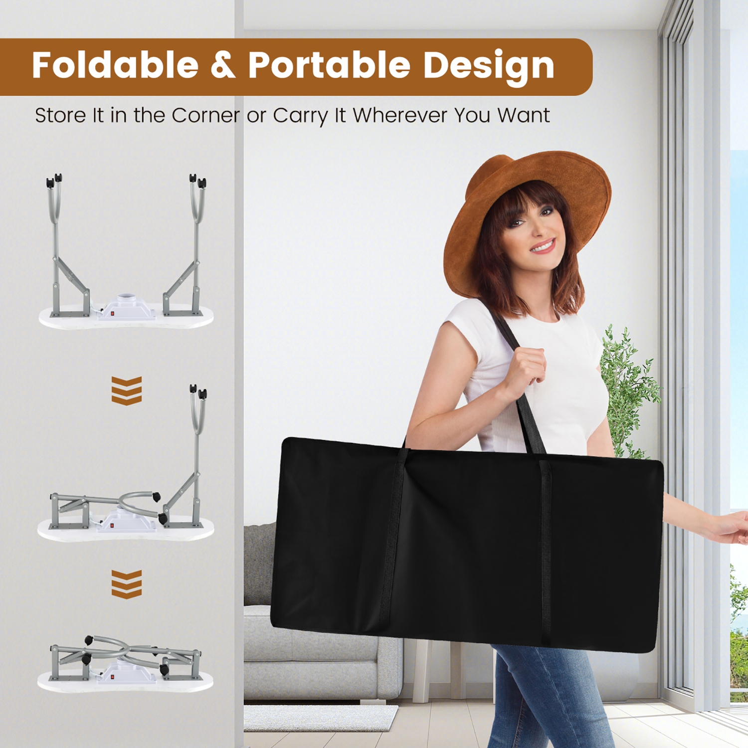 Bureau à ongles portatif avec ramasse-poussière pour lampe DEL de Costway