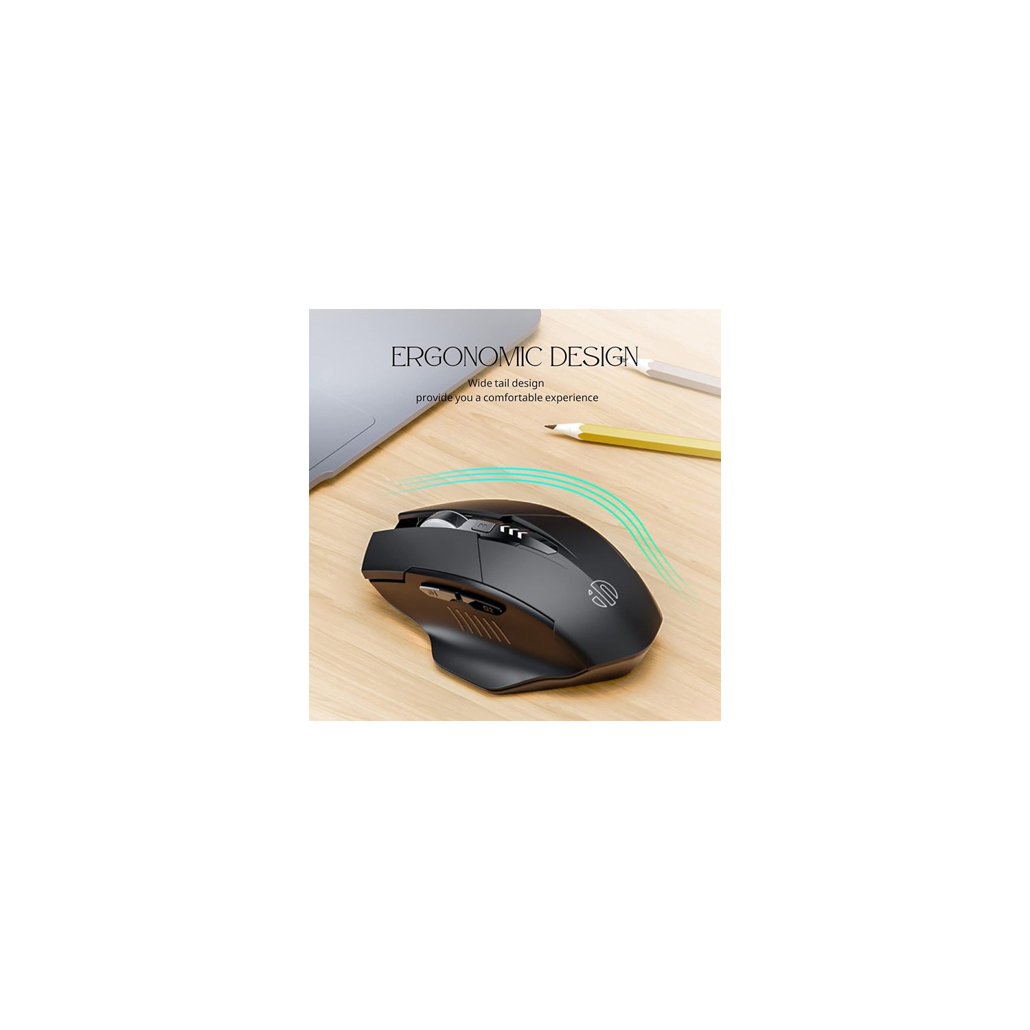 Uineer ‎11.99 x 7.62 x 0.1 cm Wireless Mice That Are Silent for Laptops and PCs Black
