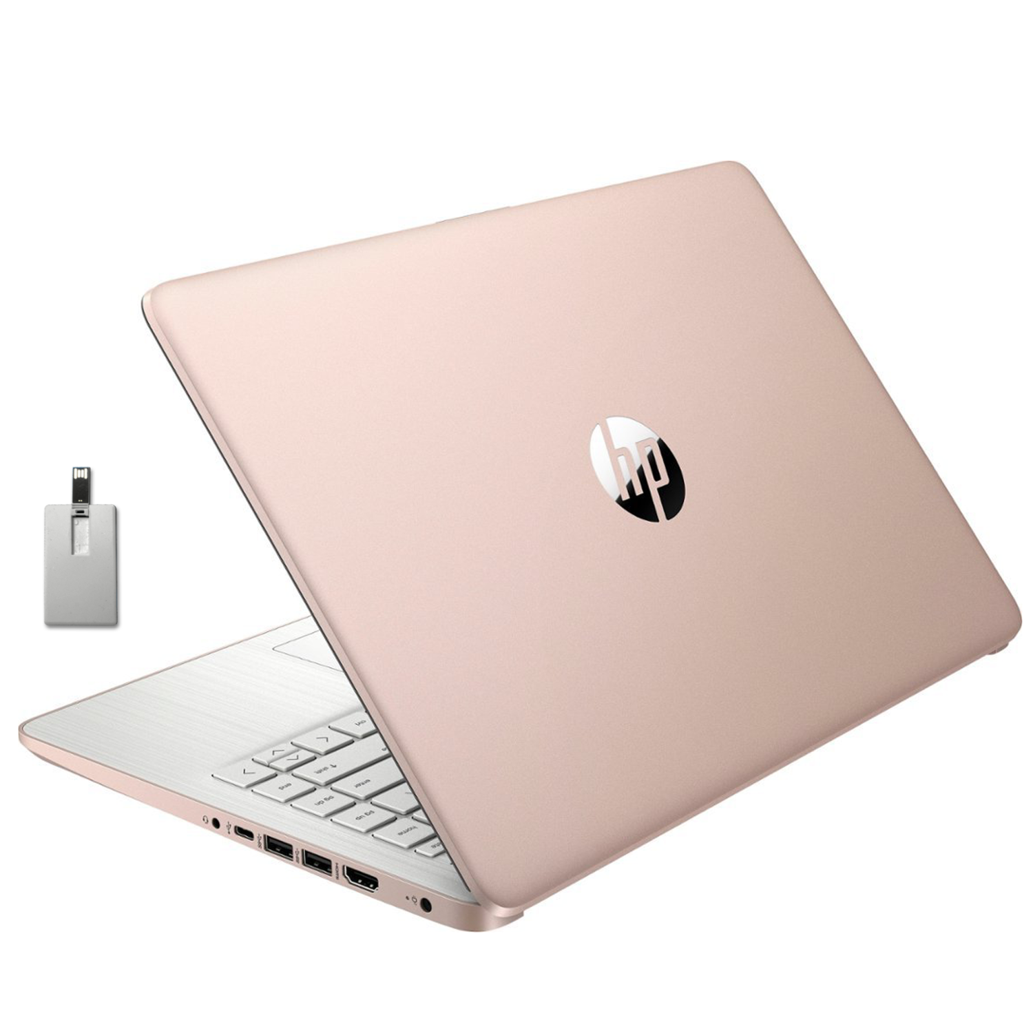 HP Stream 14" HD Laptop, Intel Celeron N4120, 128GB eMMC, 8GB RAM, Intel UHD Graphics, Webcam, 1 Year Office 365, Rose Gold, Win 11 S, 128GB Hotface USB Card