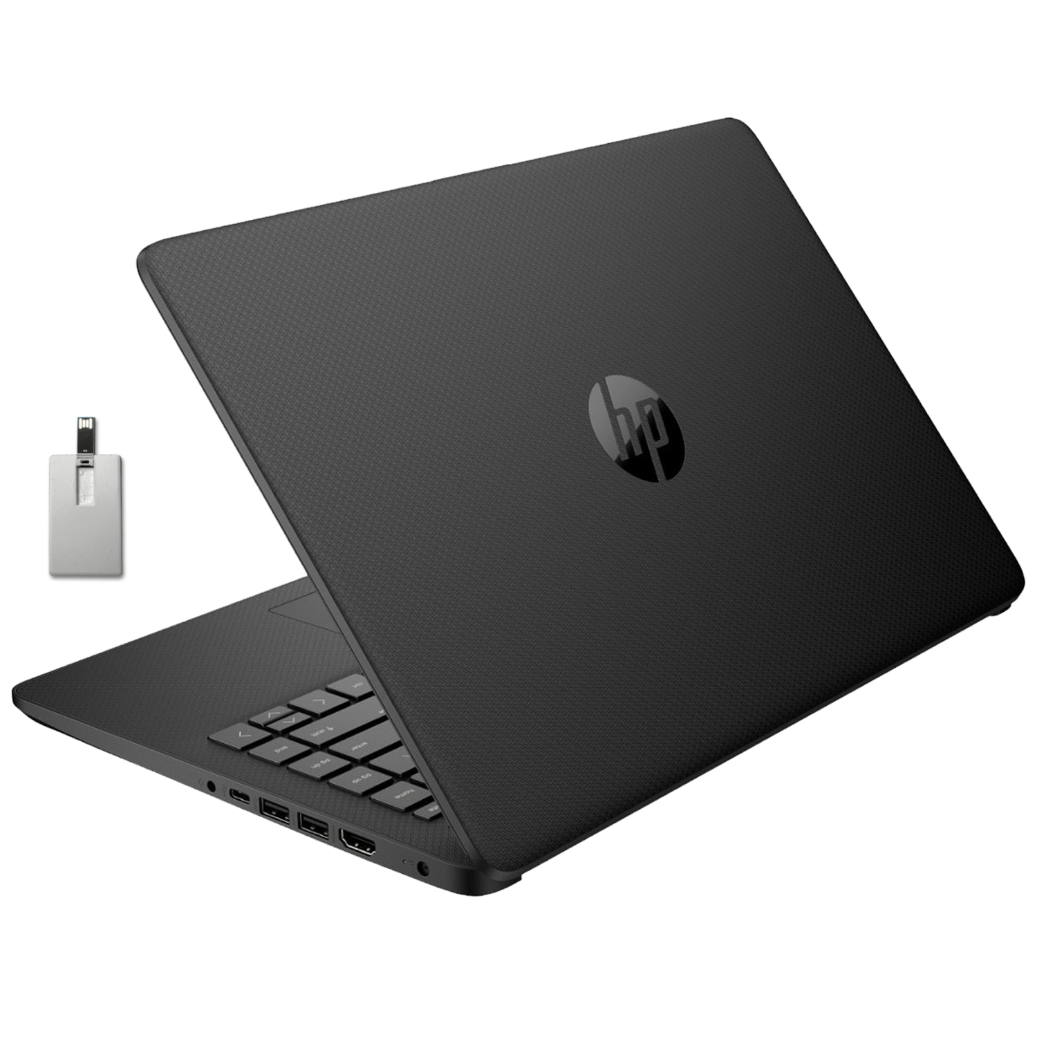 HP Stream 14" HD Laptop, Intel Celeron N4120, 128GB eMMC, 16GB RAM, Intel UHD Graphics, Webcam, 1 Year Office 365, Black, Win 11 S, 128GB Hotface USB Card