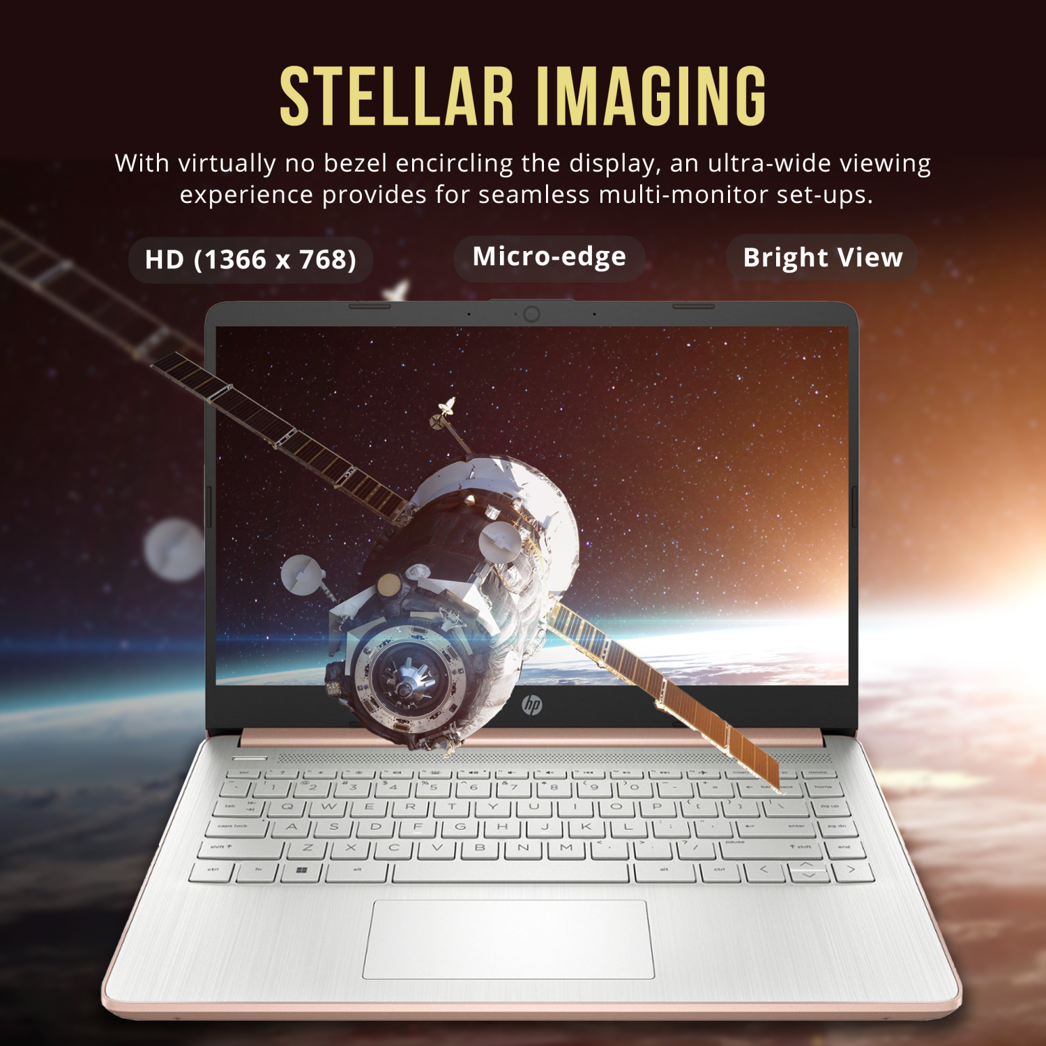 HP Stream 14" HD Laptop, Intel Celeron N4120, 128GB eMMC, 16GB RAM, Intel UHD Graphics, Webcam, 1 Year Office 365, Rose Gold, Win 11 S, 128GB Hotface