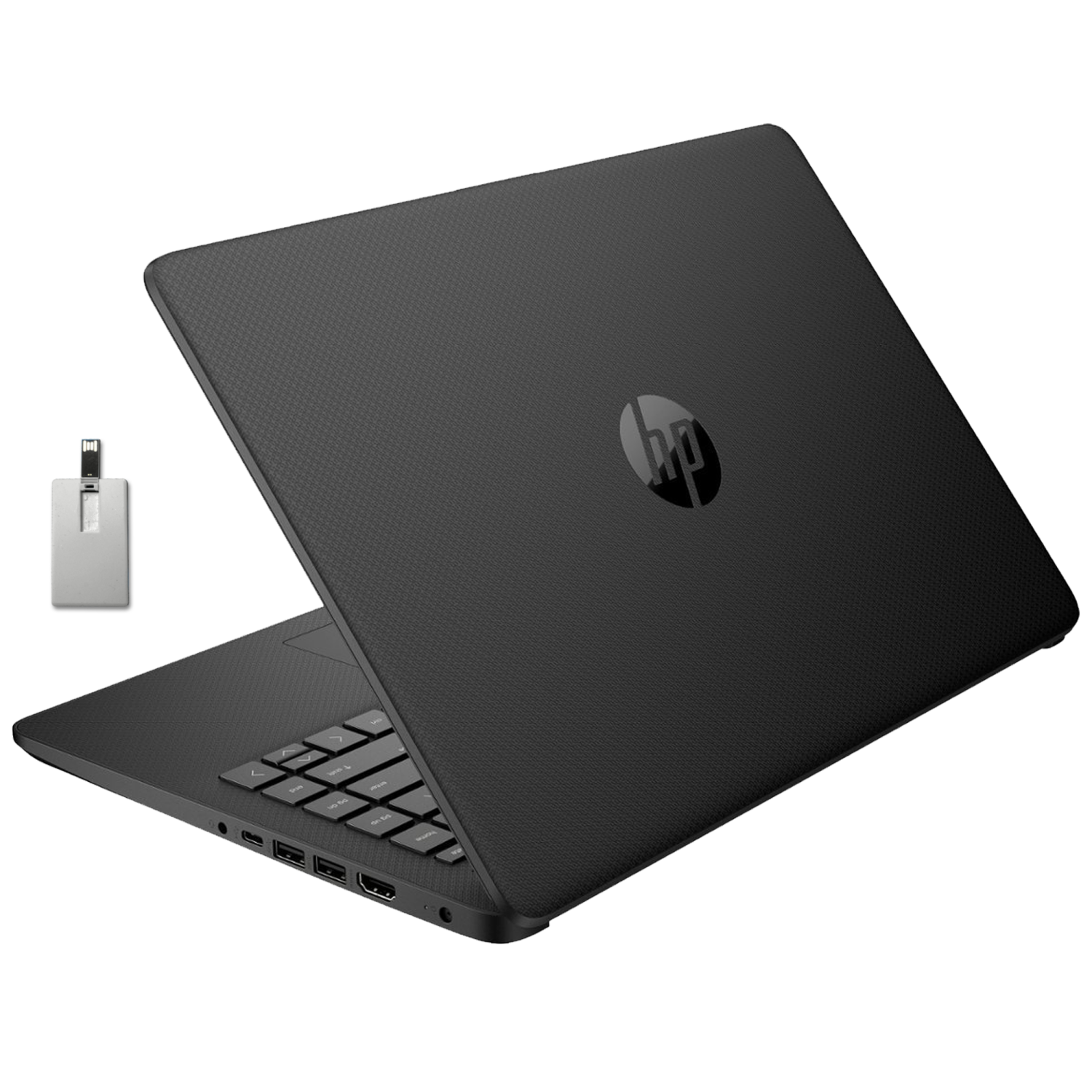 HP Stream 14" HD Laptop, Intel Celeron N4120, 128GB eMMC, 8GB RAM, Intel UHD Graphics, Webcam, 1 Year Office 365, Black, Win 11 S, 128GB Hotface USB
