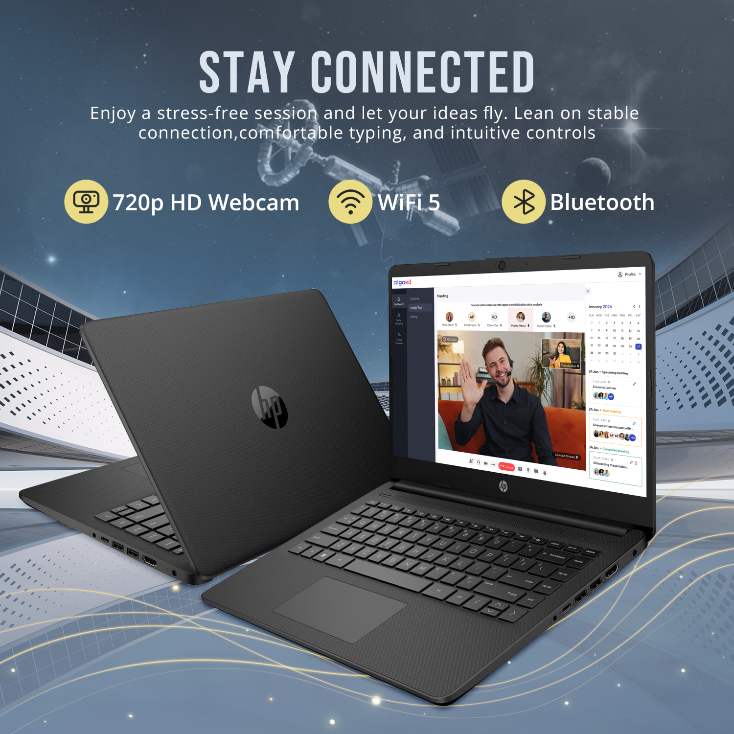 HP Stream 14" HD Laptop, Intel Celeron N4120, 128GB eMMC, 8GB RAM, Intel UHD Graphics, Webcam, 1 Year Office 365, Black, Win 11 S, 128GB Hotface USB