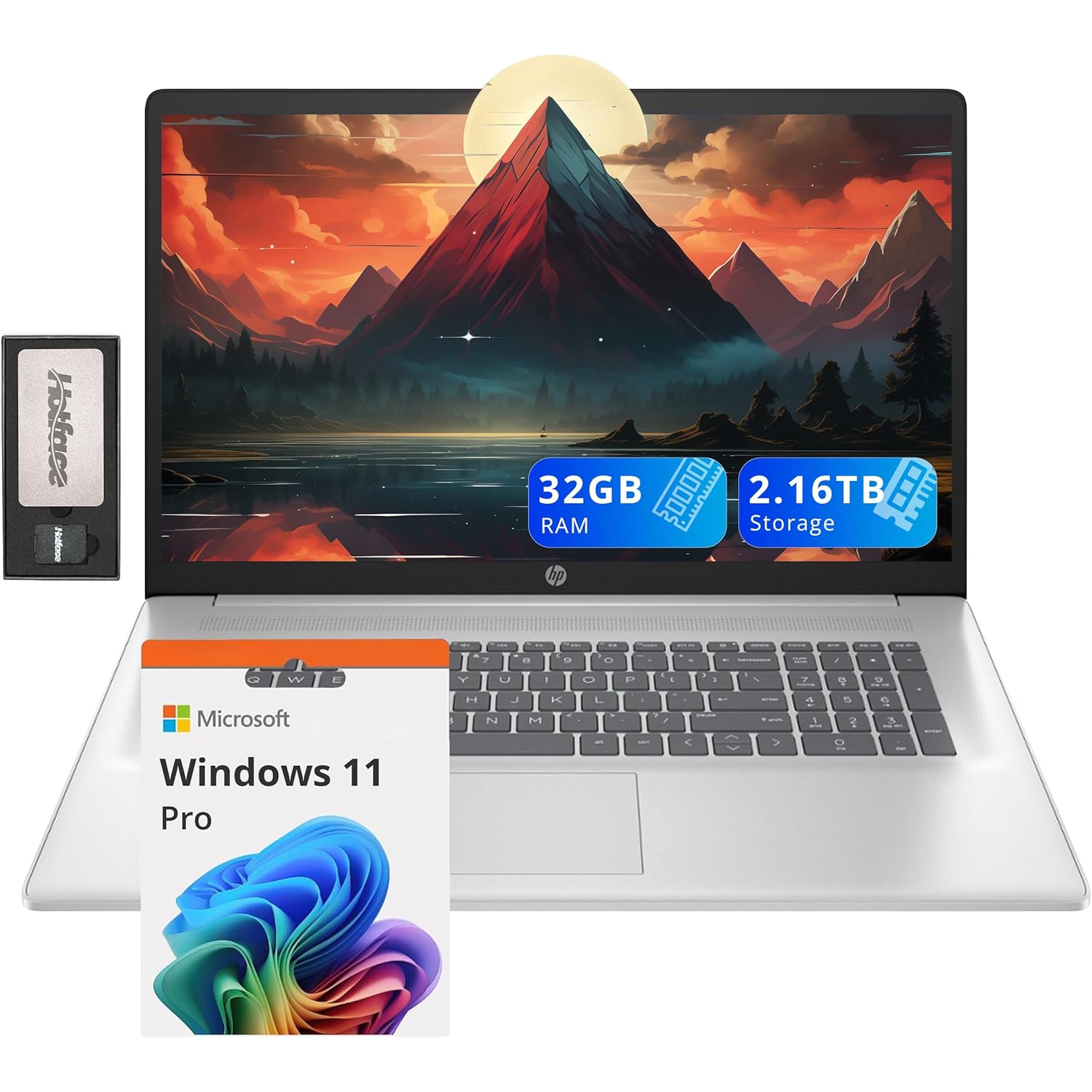 HP 17.3" FHD Laptop, AMD Ryzen 5 5500U, 2TB SSD, 32GB RAM, AMD Radeon Graphics, Numeric Keyboard, 720p HD Webcam, Windows 11 Pro, Rose Gold, 32GB Hotface USB Card