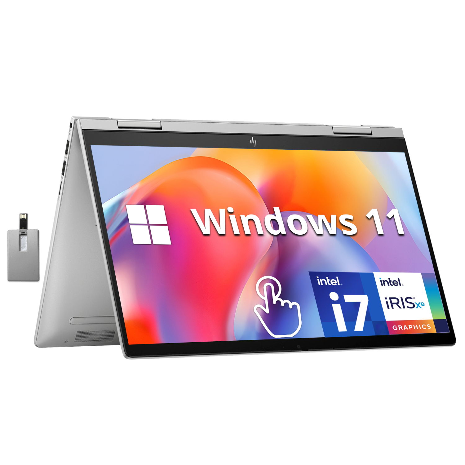 HP Envy x360 2-in-1 14" FHD Touchscreen Laptop, Intel Core i7-1355U, 1TB SSD, 16GB RAM, Backlit KB, 5MP Camera, Fingerprint Reader, Intel Iris Xe Graphics, Win 11, 32GB USB Card