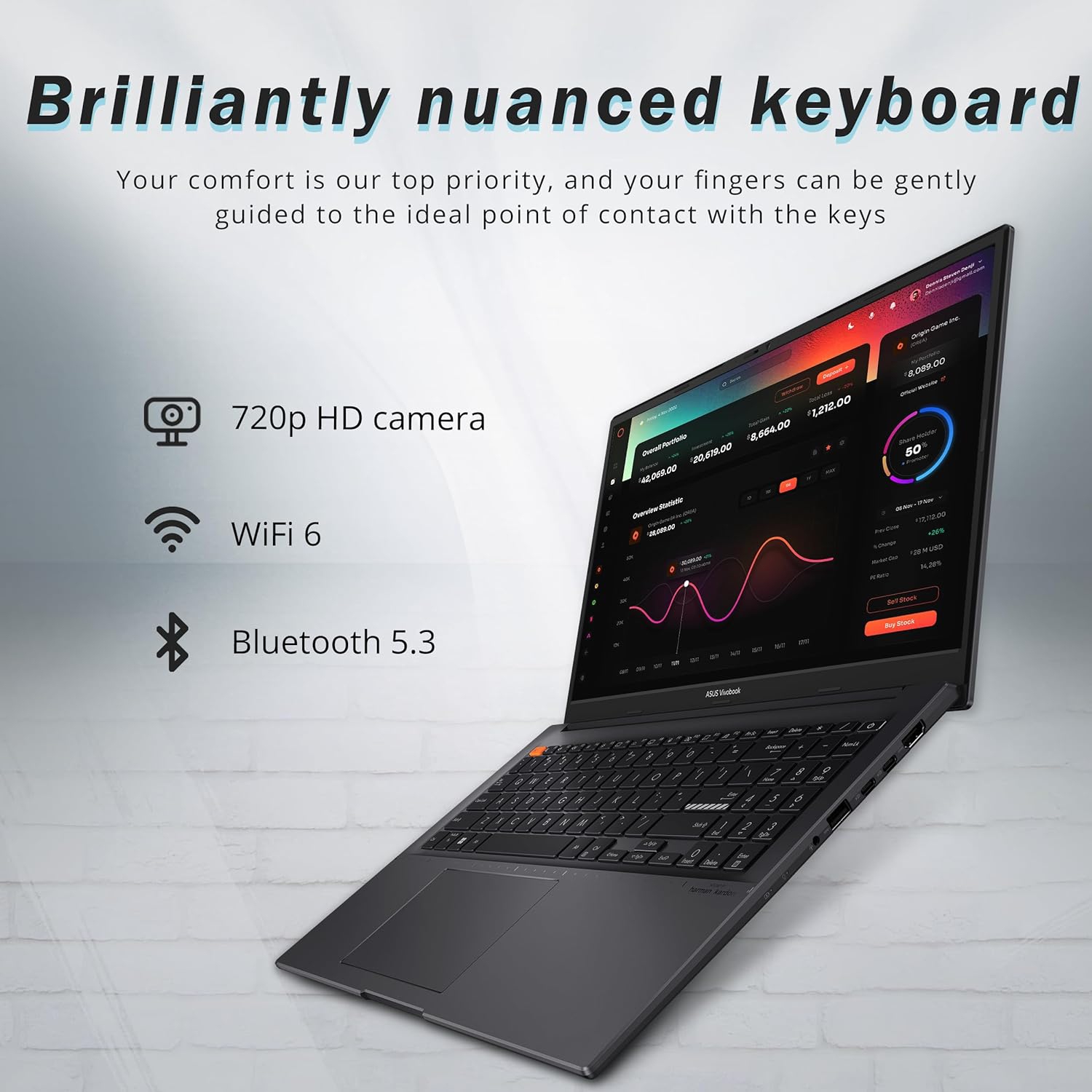 Portable VivoBook S 15 Slim HD intégrale de 15,6 po d'ASUS, Ryzen 5 5600H d'AMD, SSD 1&nbsp;To, mémoire vive 8&nbsp;Go, carte graphique Radeon d'AMD,