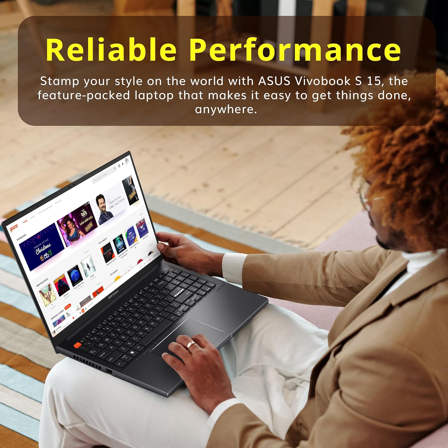 Portable VivoBook S 15 Slim HD intégrale de 15,6 po d'ASUS, Ryzen 5 5600H d'AMD, SSD 512&nbsp;Go, mémoire vive 8&nbsp;Go, carte graphique Radeon