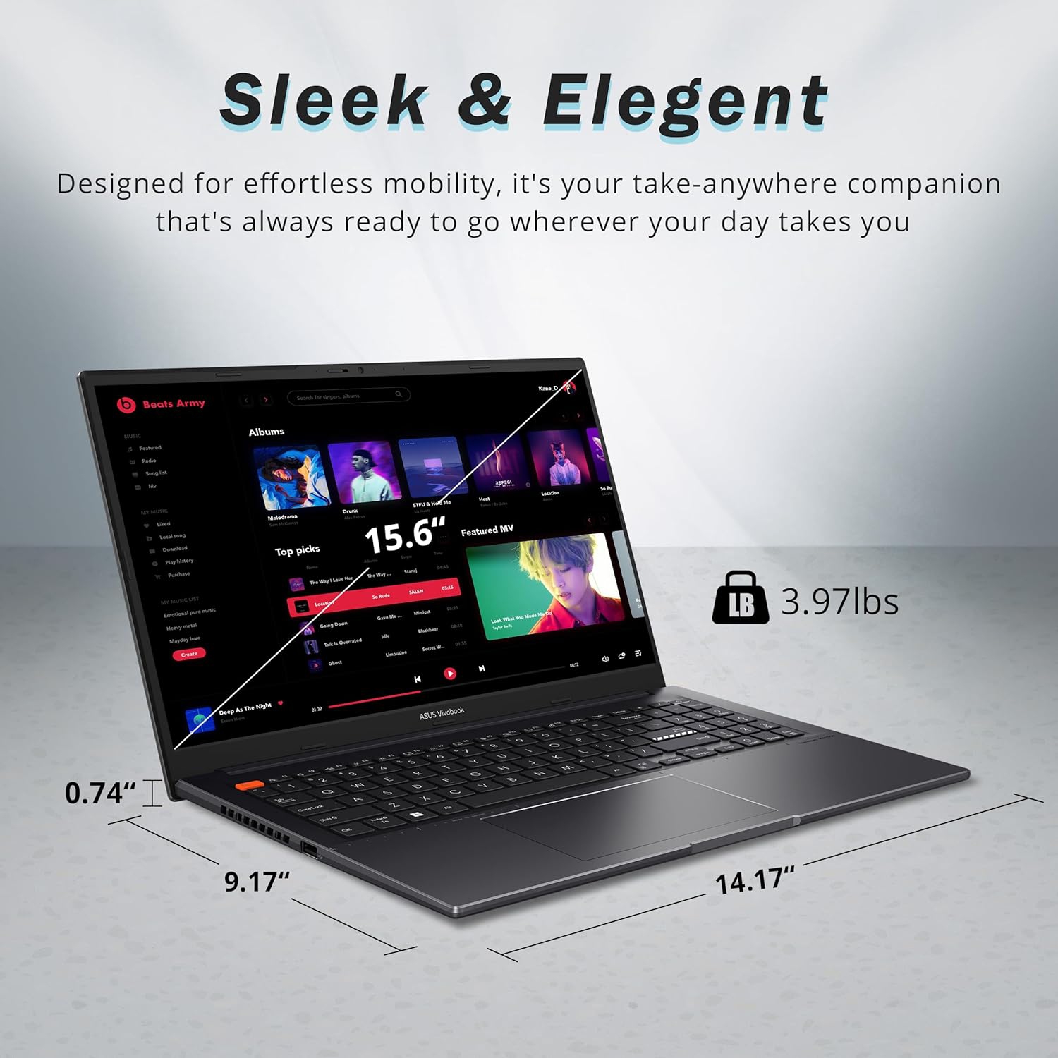 Portable VivoBook S 15 Slim HD intégrale de 15,6 po d'ASUS, Ryzen 5 5600H d'AMD, SSD 2&nbsp;To, mémoire vive 8&nbsp;Go, carte graphique Radeon d'AMD,