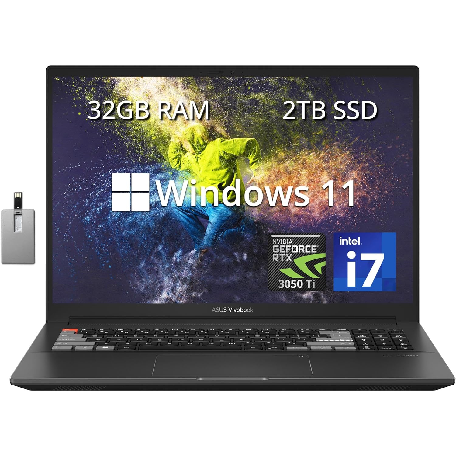 ASUS VivoBook Pro 16X 16 2.5K 120Hz Business Laptop, Intel Core i7-12650H, 2TB PCIe SSD, 32GB LPDDR5 RAM, NVIDIA GeForce RTX 3050Ti, Win 11, Earl Grey, 32GB Hotface USB Card