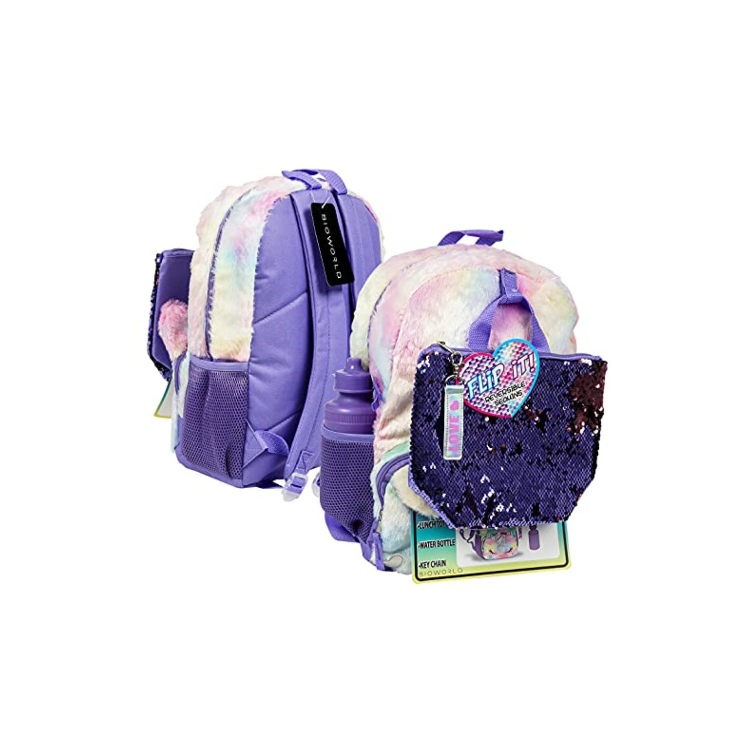 Ensemble de sac à dos de 4 pièces Unicorn de Bioworld pour l'école, les voyages, le camping ou l'extérieur. Comprend un sac-repas et une bouteille