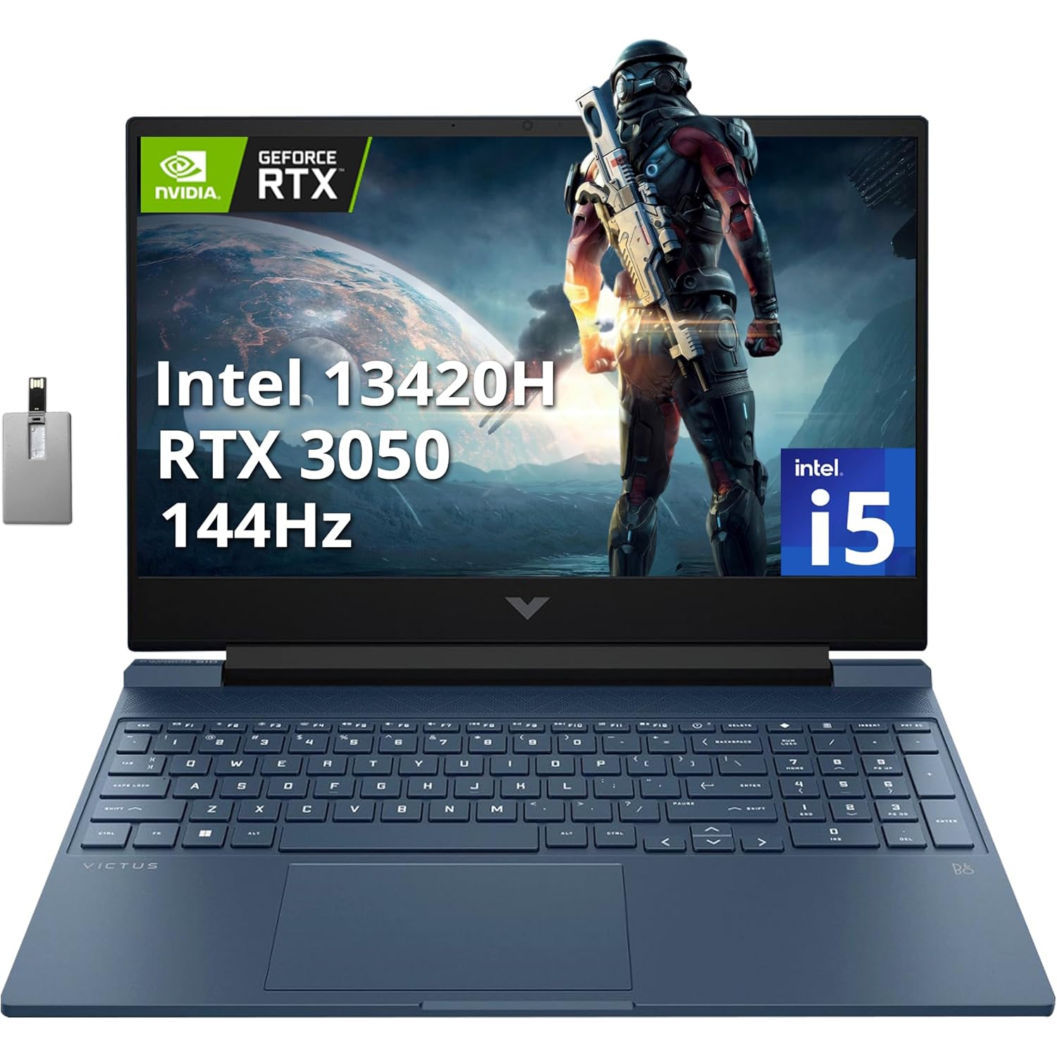 HP Victus 15.6" 144Hz FHD Gaming Laptop, Intel Core i5-13420H Processor, 2TB PCIe SSD, 64GB RAM, NVIDIA GeForce RTX 3050, Backlit Keyboard, HD Webcam, Windows 11, Blue