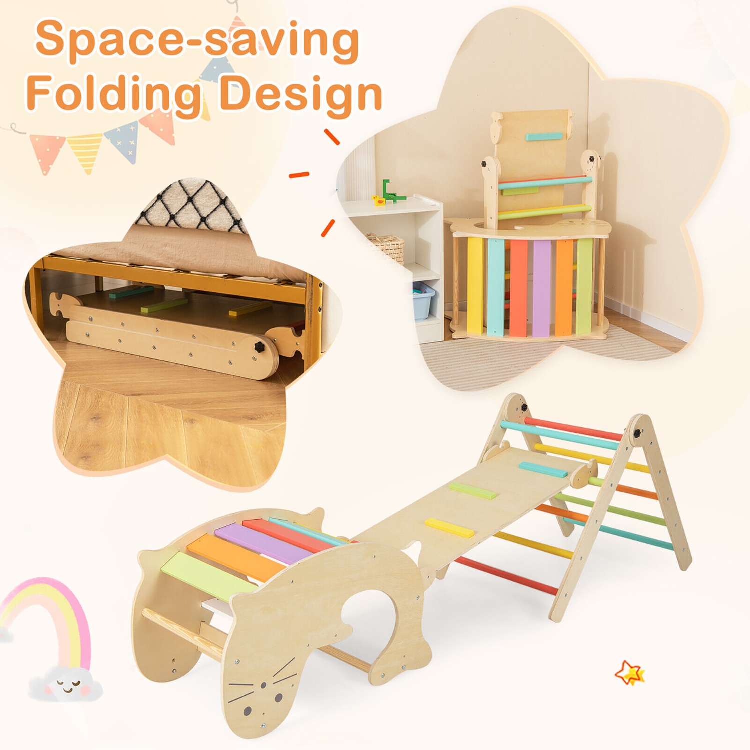 Gymax 7-in-1 Indoor Climbing Toys for Toddlers w/ Reversible Ramp Sea Lion Rocker