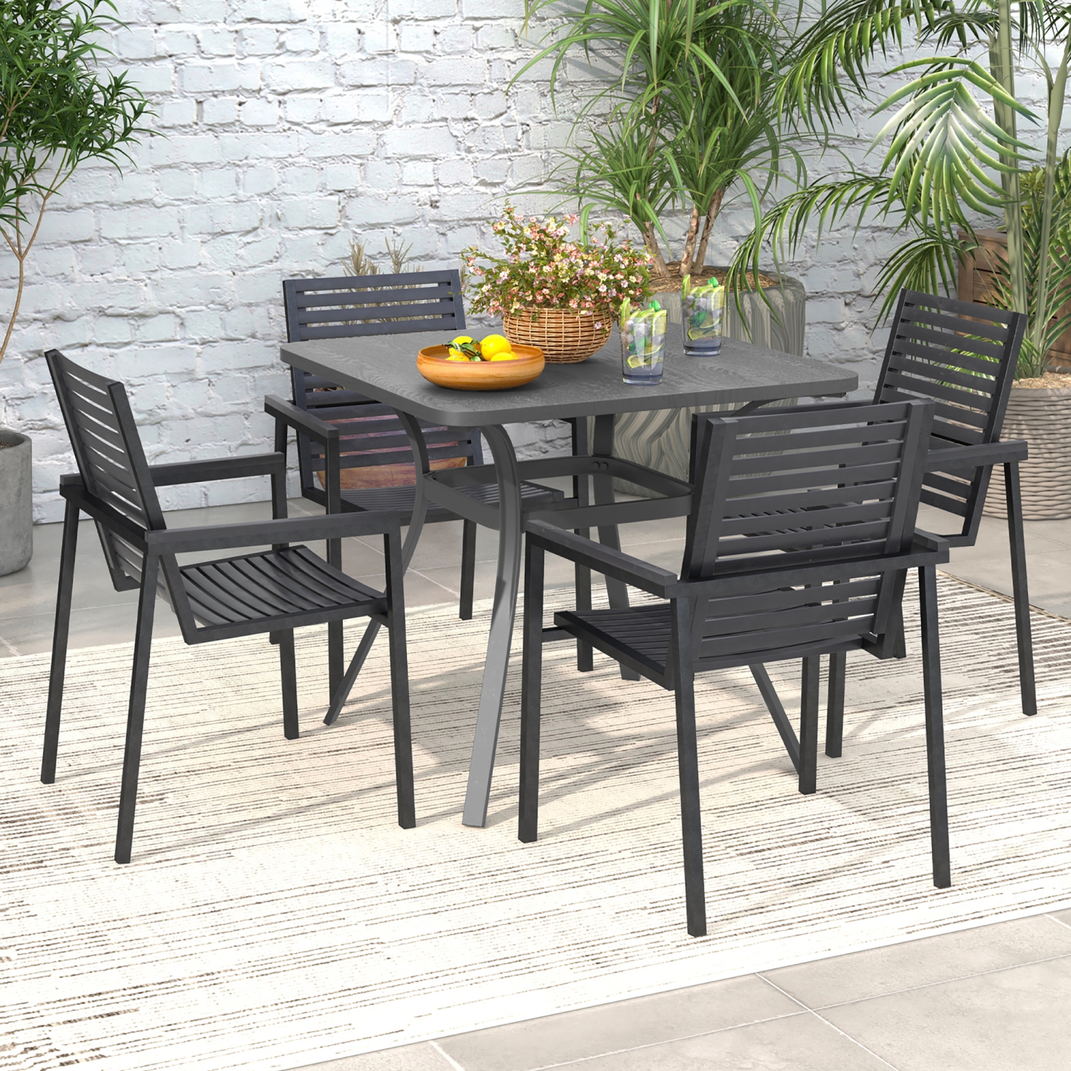 Gymax 32'' Patio Dining Table w/ 4 Curved Legs Heavy-Duty Outdoor Table for 4 Garden