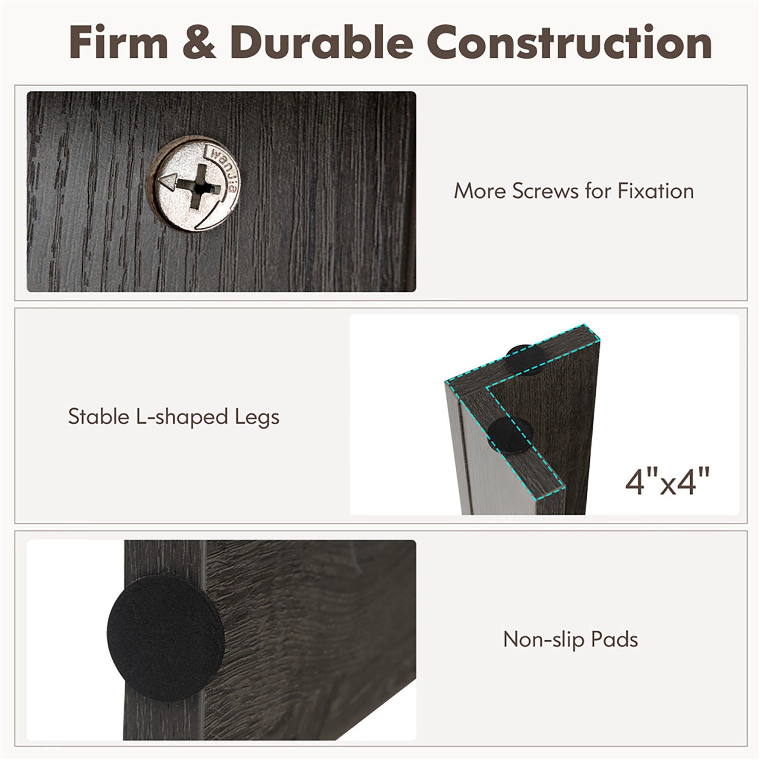 Gymax Dining Table for 4-6 People 63-inch Kitchen Table w/ L-shaped Legs