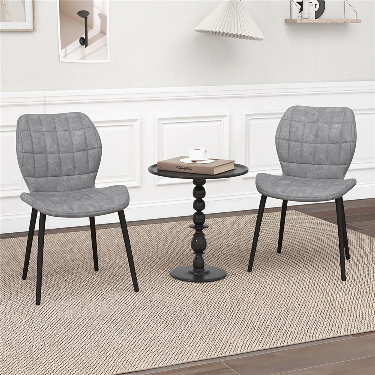 Gymax Dining Chairs Set of 4 w/ Padded Back Metal Legs & 2 Adjustable Foot Pads