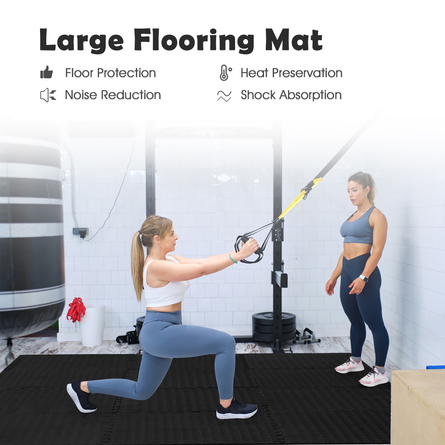 Tapis d'exercice de casse-tête de 1⁄2 po à 36 tuiles de Costway en mousse EVA antidérapante noire