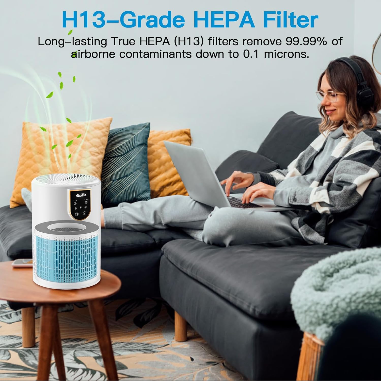 Aircillin Air Purifier AP0801 Replacement Filters 2-Pack, H13 True HEPA Filter, Activated Carbon Filter(AP0801)