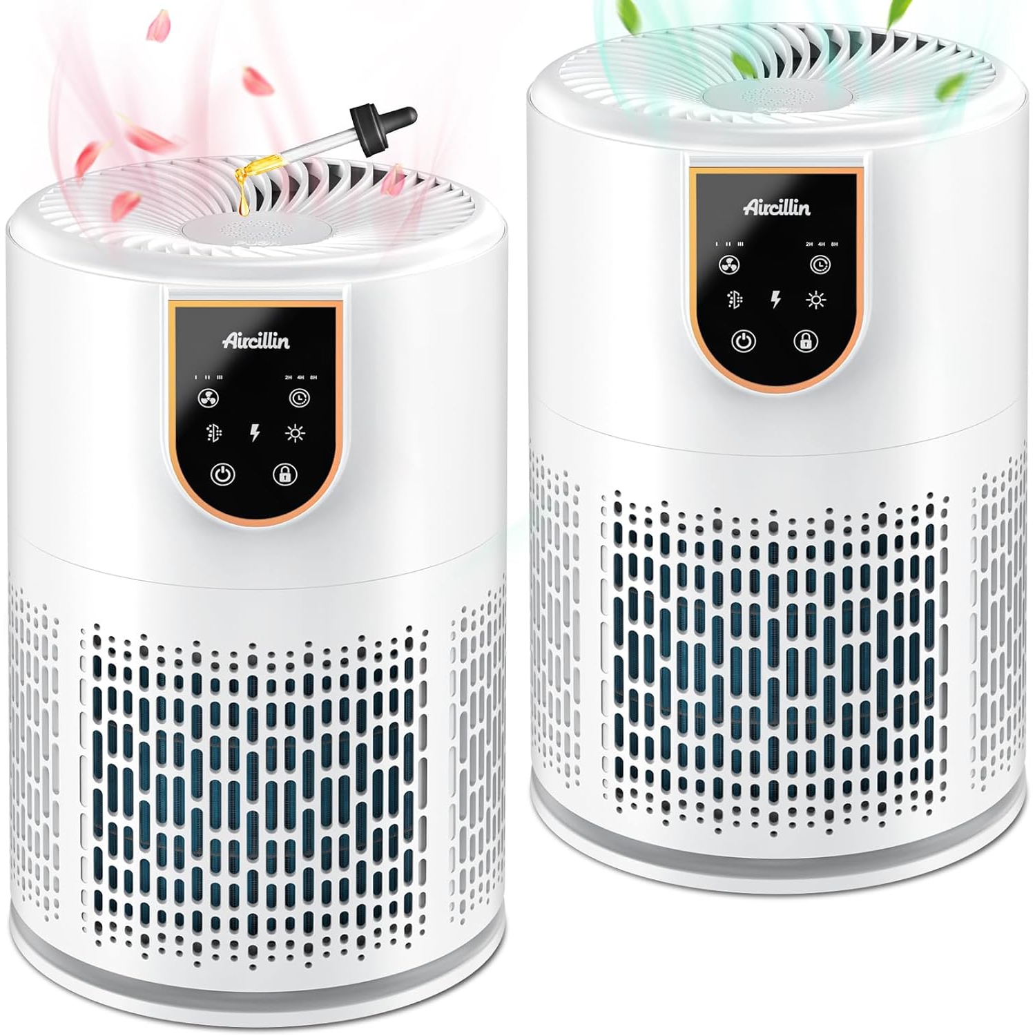 2 Pack Air Purifiers for Home Bedroom,Aircillin H13 True HEPA Filter Air Cleaner Remove 99.97% 0.3 Micron Particles/Smoke/Pet Dander/Pollen/Odor/for