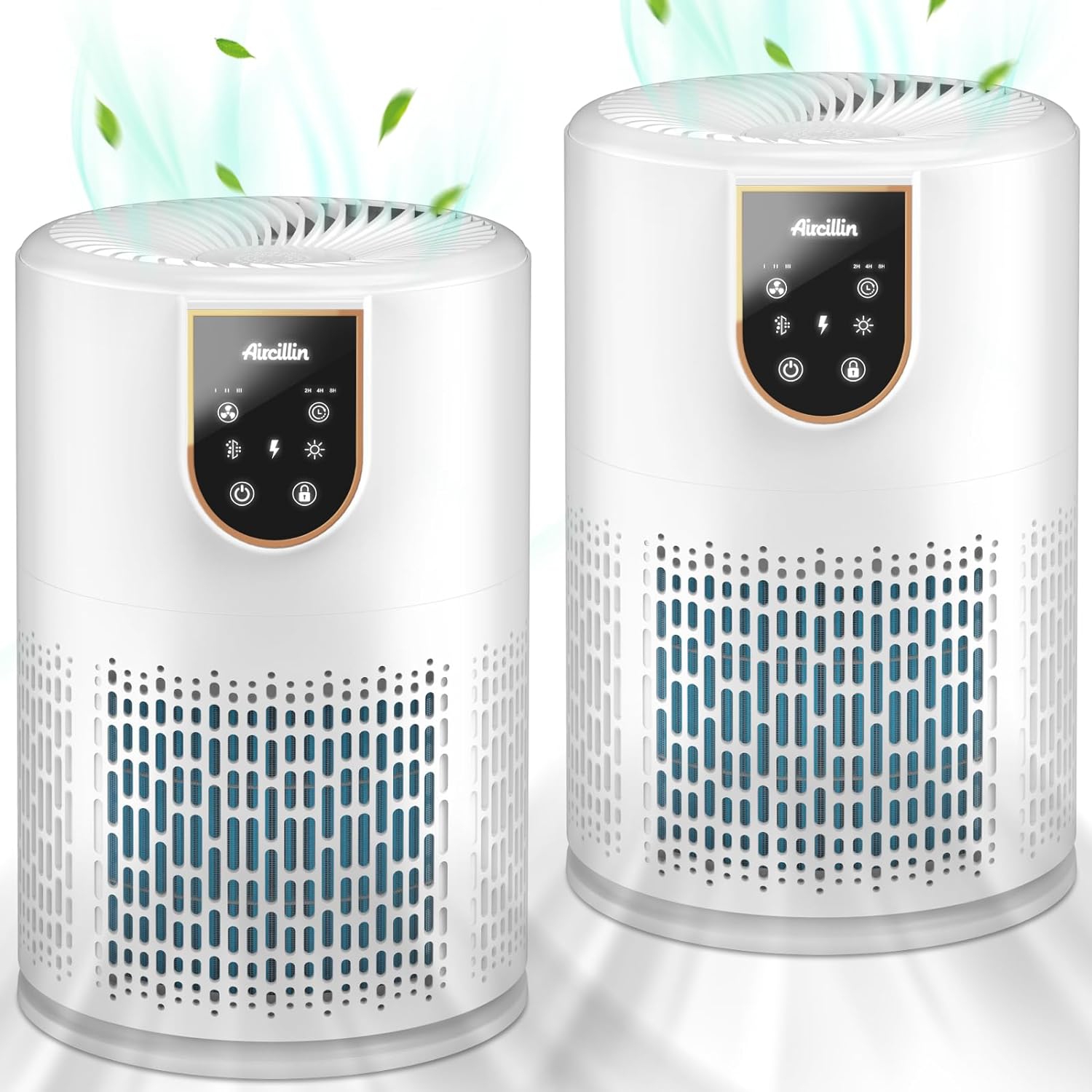 2 Pack Air Purifiers for Home Bedroom,Aircillin H13 True HEPA Filter Air Cleaner Remove 99.97% 0.3 Micron Particles/Smoke/Pet Dander/Pollen/Odor/for