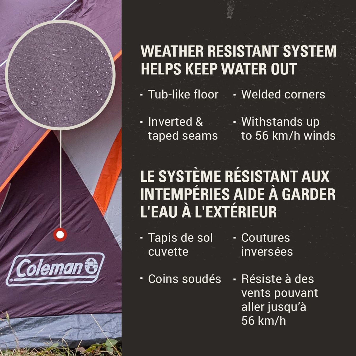 Coleman - SkyDome 4 Person Camping Tent, 5 Minute Setup, Blackberry