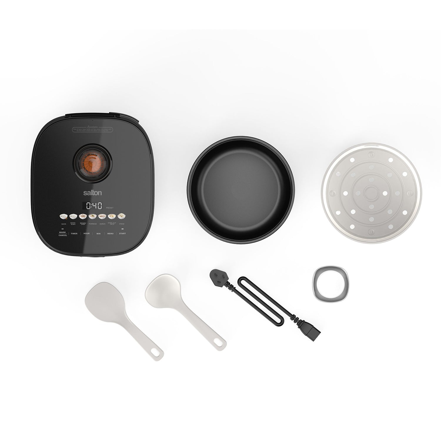 Salton - Micom Multifunction Rice Cooker, 12 Cup Capacity, Non-Stick Bowl, Black