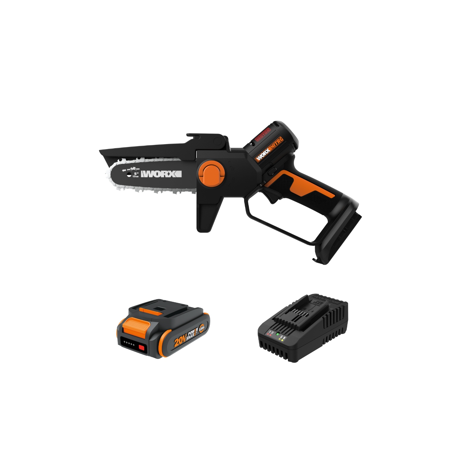 Scie d'élagage sans balais WORX WG325 Nitro 20&nbsp;V, 5 po