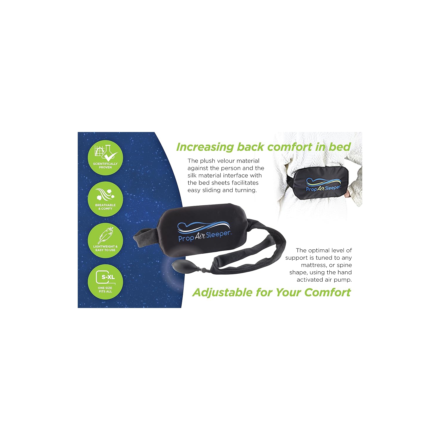 Propair Sleeper Sleeping Support Pillow to Support Your Spine Curvature (Made in Canada) - Black