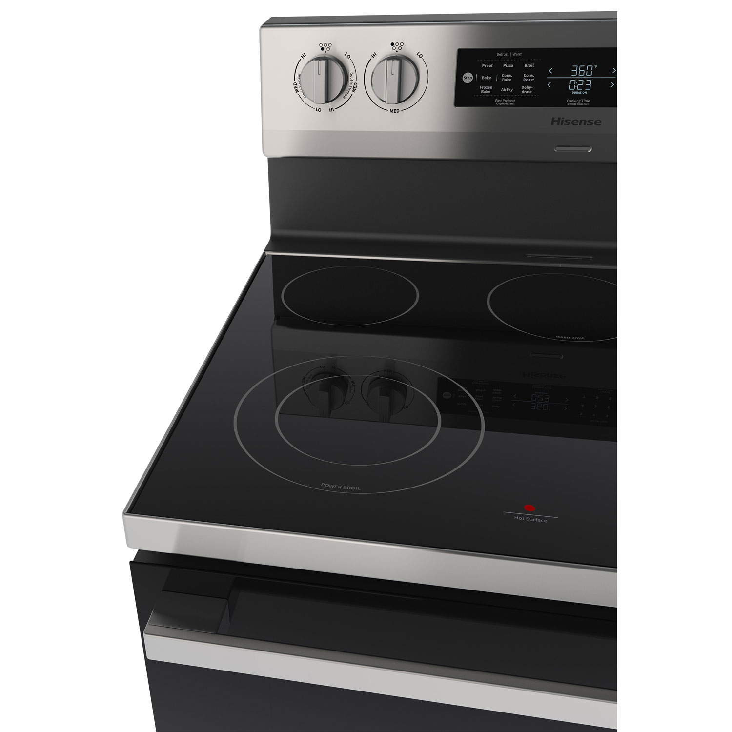 Cuisinière électrique autonome avec convection véritable et friture à l'air 5,8 pi³ 30 po de Hisense - Inox