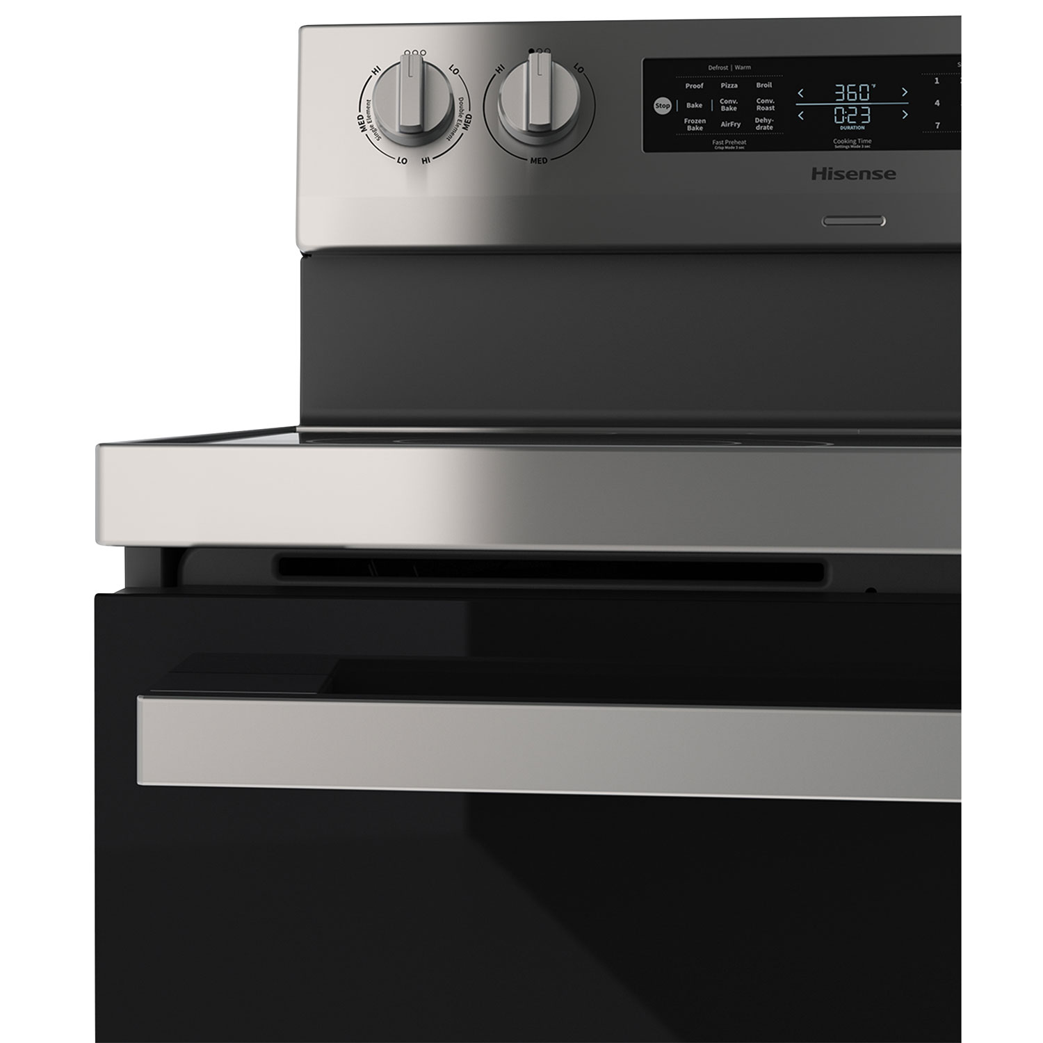 Cuisinière électrique autonome avec convection véritable et friture à l'air 5,8 pi³ 30 po de Hisense - Inox