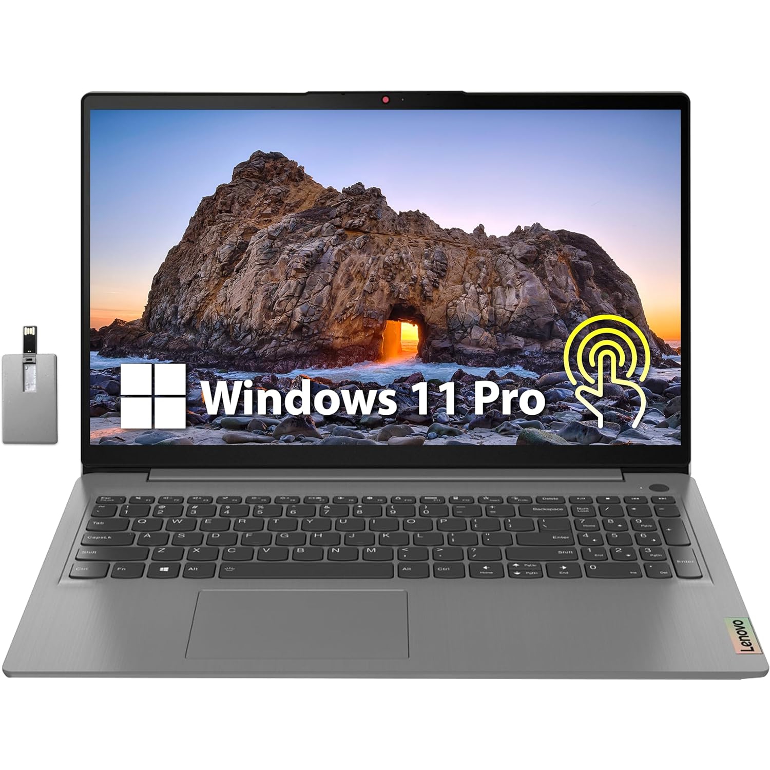 Lenovo IdeaPad 3i 15.6" FHD Touchscreen Laptop, Intel Gen 11th i3-1115G4, 512GB PCIe SSD, 12GB RAM, Intel UHD Graphics, HD Webcam, WiFi 6, Win 11 Pro, Grey, 32GB Hotface USB Card