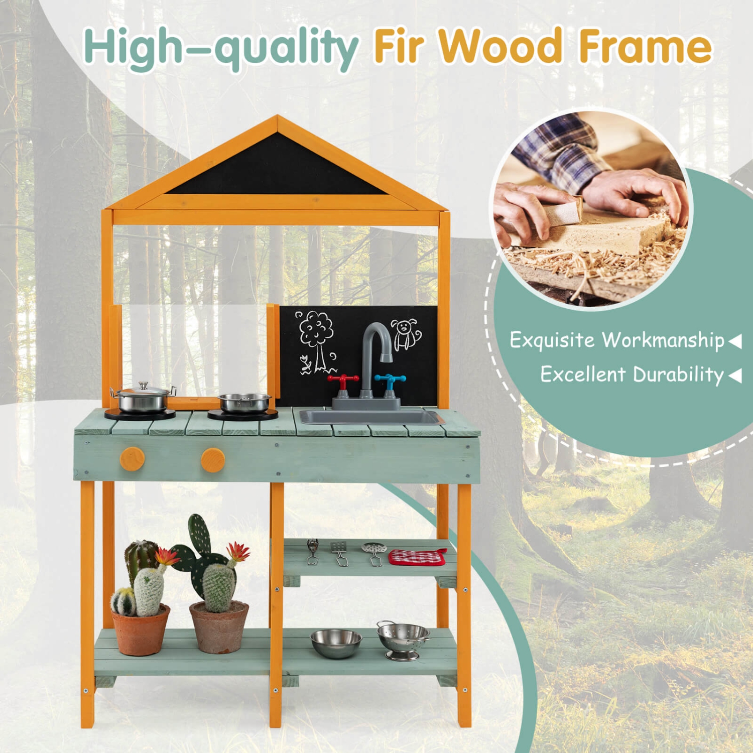 Ensemble de cuisine d'extérieur pour enfants de Costway avec évier amovible Root Viewer
