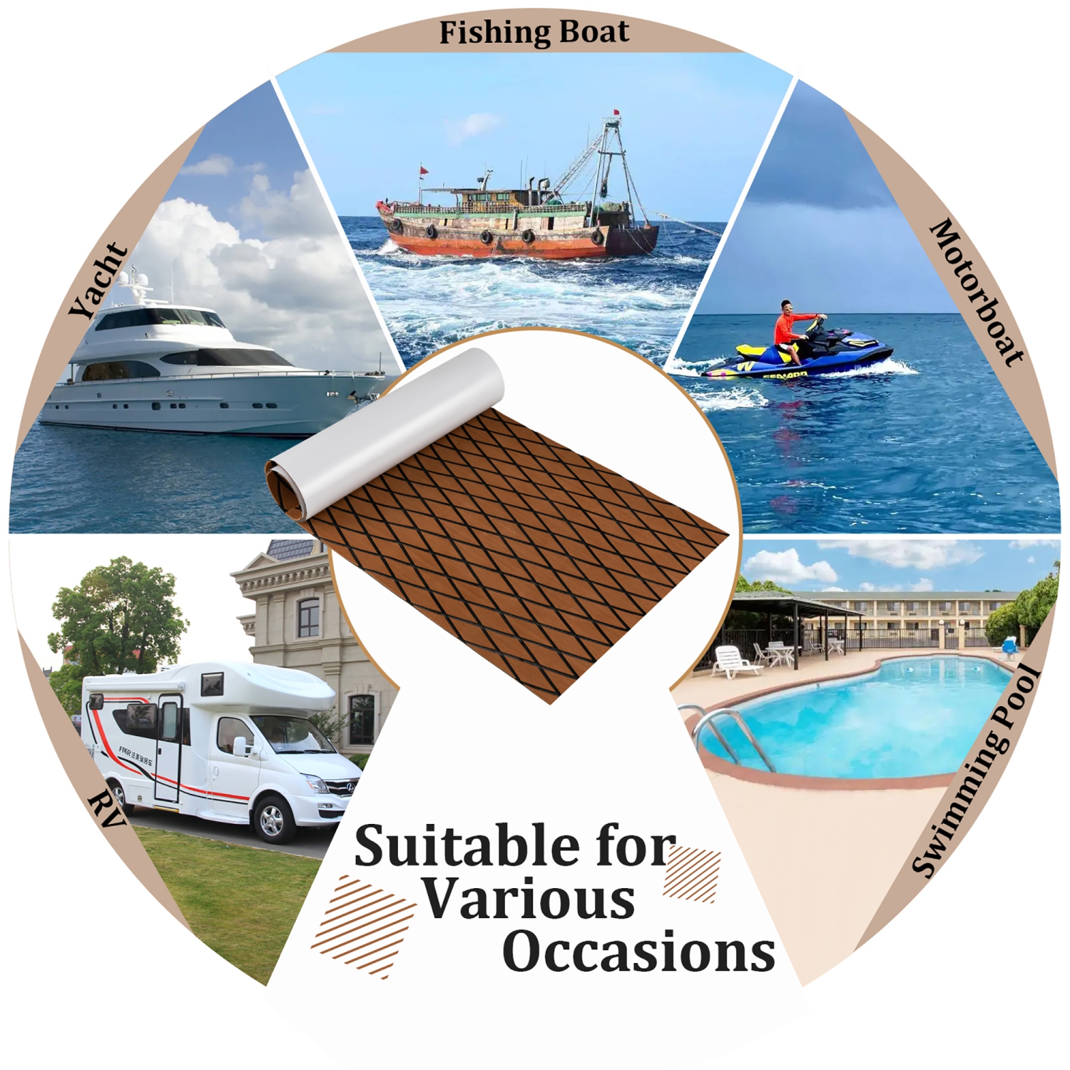 Costway 75" x 28" EVA Foam Boat Decking Sheet with Diamond Shape Self-Adhesive Backing