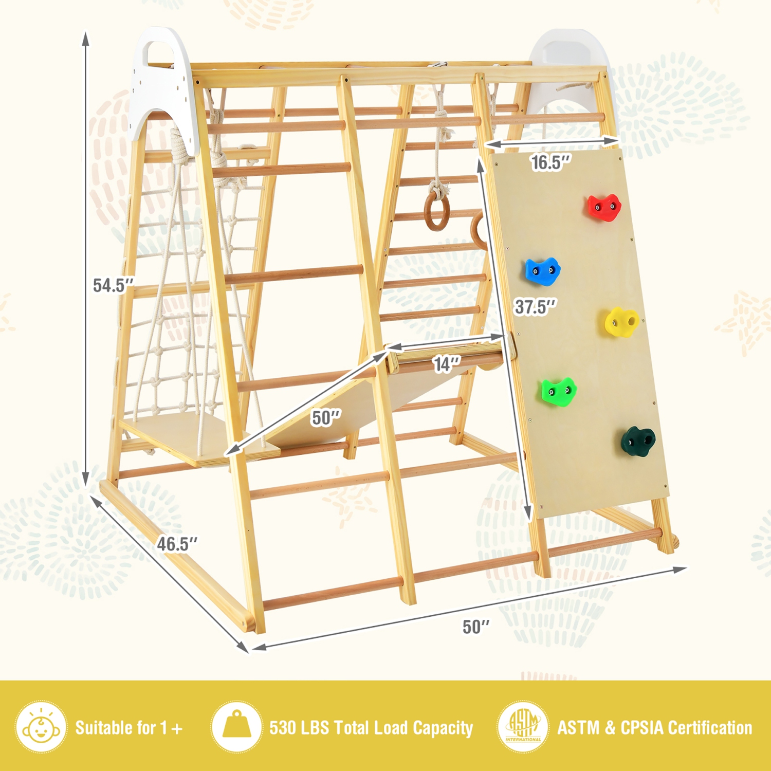 Costway 8-in-1 Jungle Gym Playset, Wooden Climber Play Set with Monkey Bars