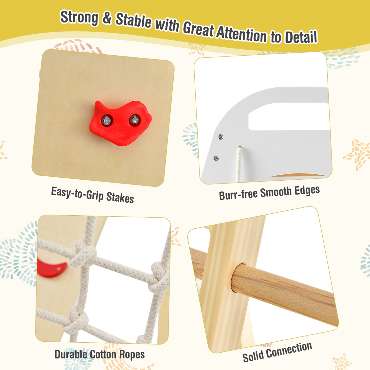 Costway 8-in-1 Jungle Gym Playset, Wooden Climber Play Set with Monkey Bars