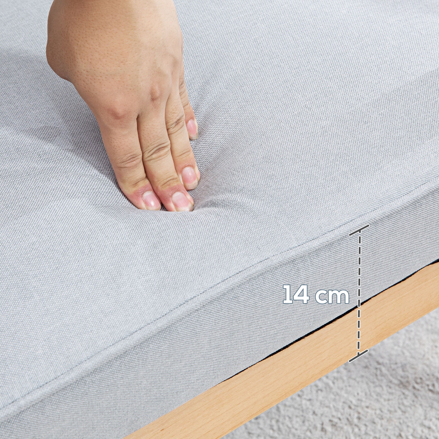 HOMCOM – Fauteuil d’appoint en tissu, fauteuil capitonné, chaise de salon moderne avec pattes en bois et rembourrage épais pour chambre, gris clair