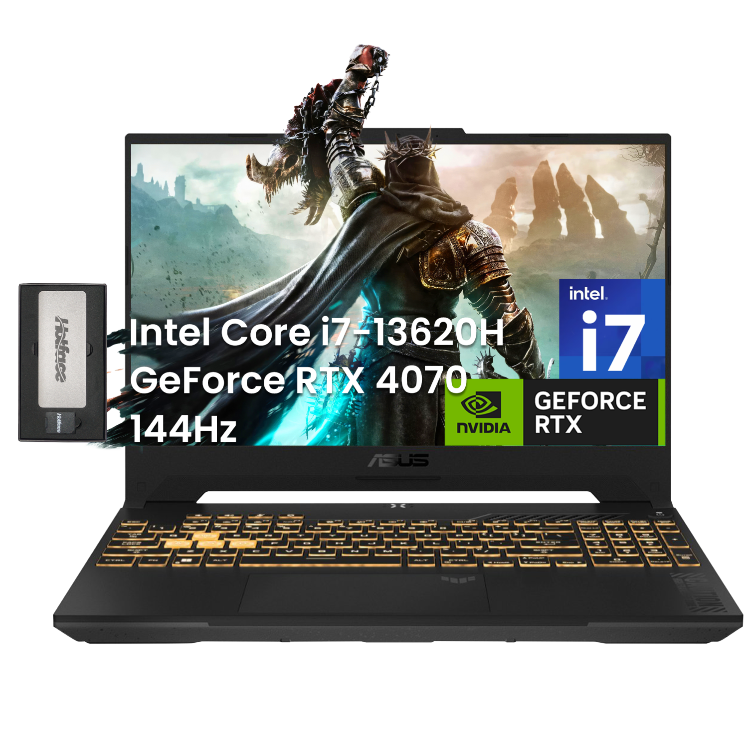 ASUS TUF 15.6" 144Hz FHD IPS Gaming Laptop, Intel i7-13620H, NVIDIA GeForce RTX 4070 GDDR6 8GB, 2TB SSD, 64GB DDR5, G-Sync, Win 11 Home, Mecha Grey, 128GB Docking Station Set