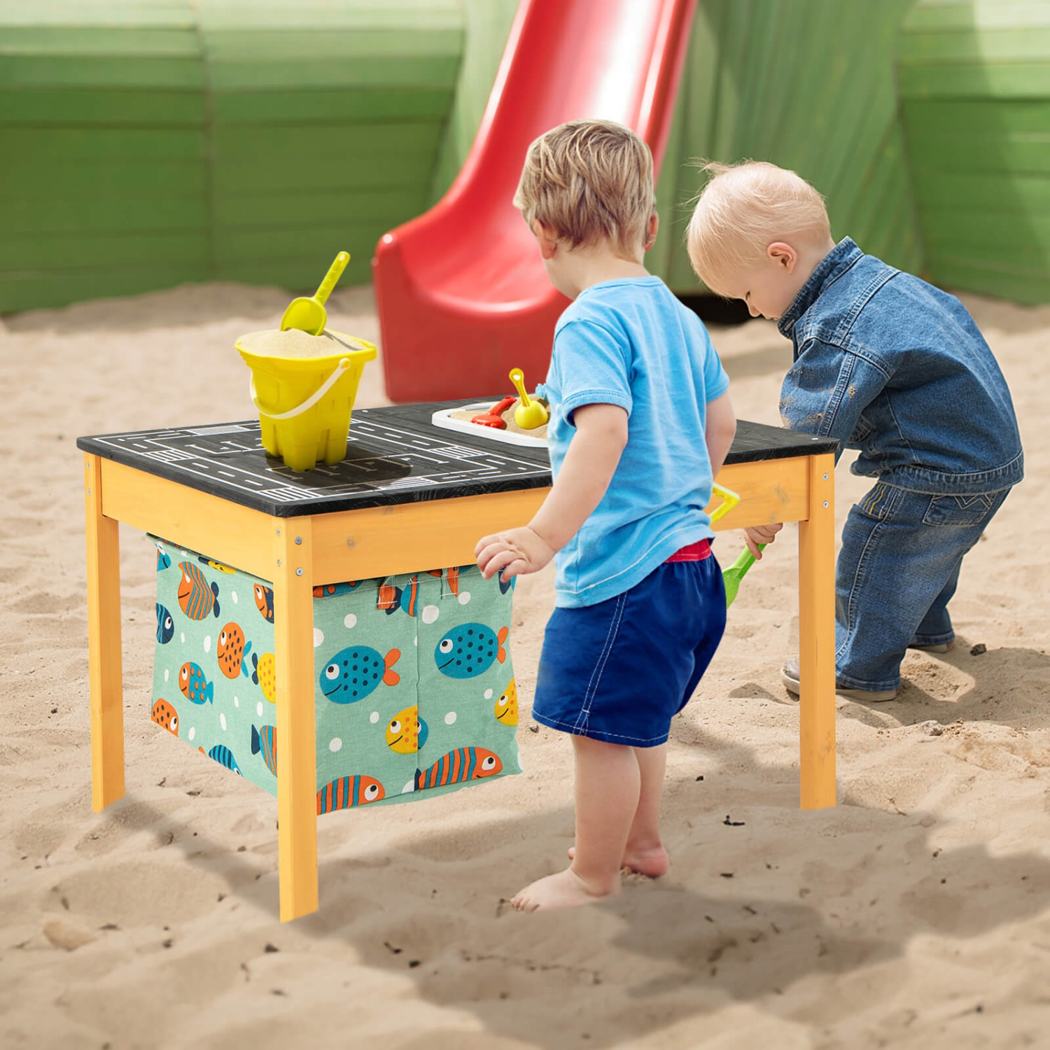 Costway 3-in-1 Kids Activity Table with Foldable Water Bin Large Capacity Storage Bag