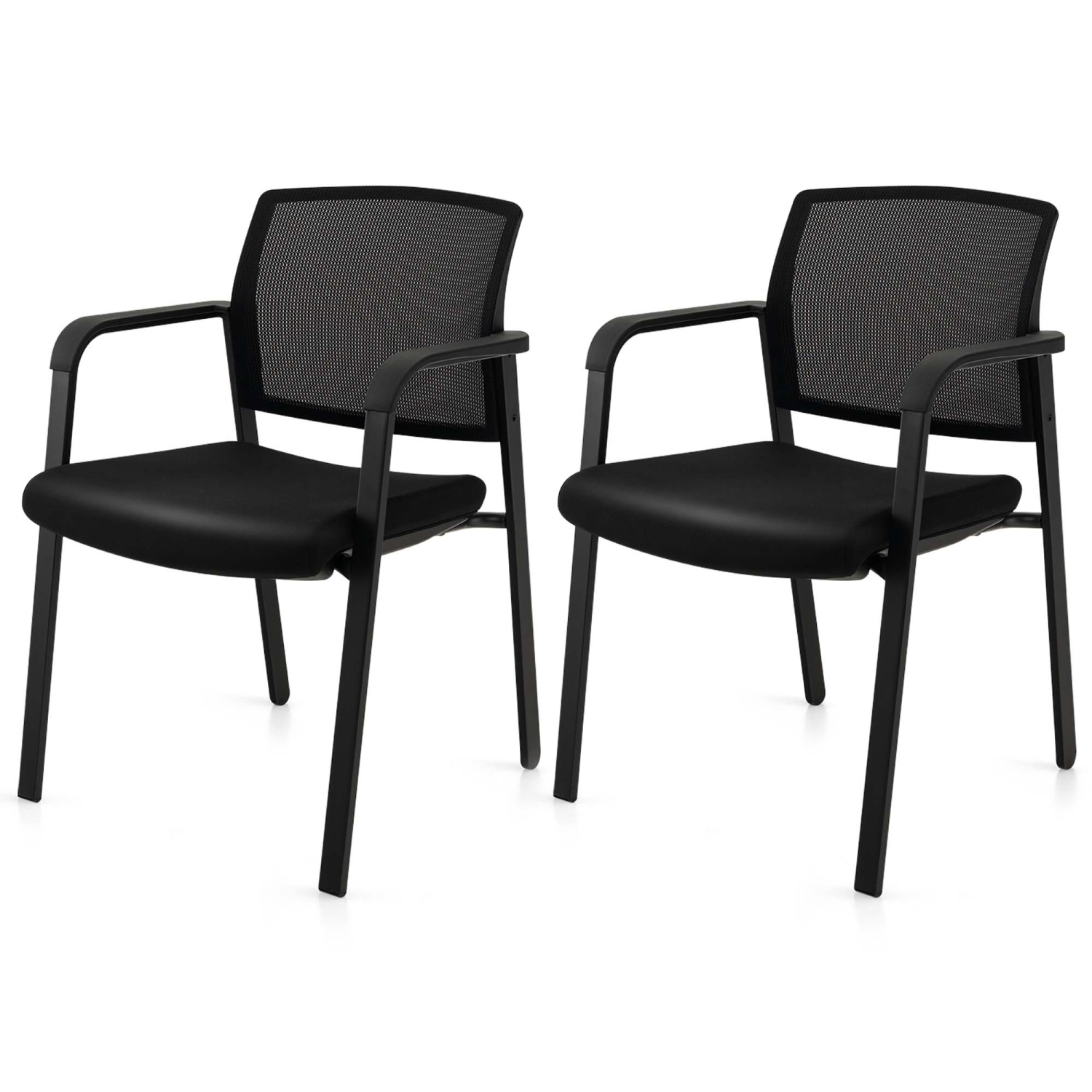 Costway Conference Chairs Set of 2 Stackable Office Guest Mesh Chairs for Waiting Room