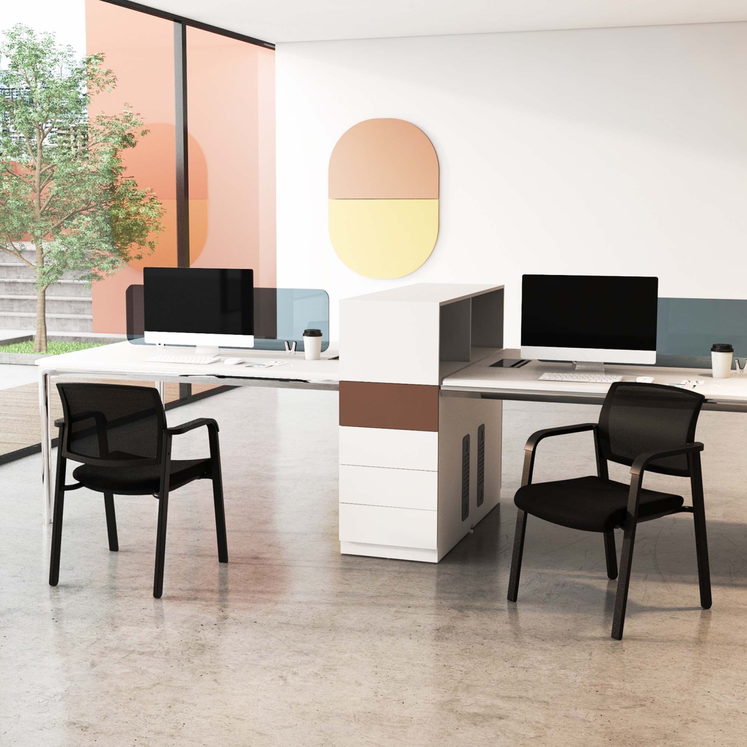 Costway Conference Chairs Set of 2 Stackable Office Guest Mesh Chairs for Waiting Room