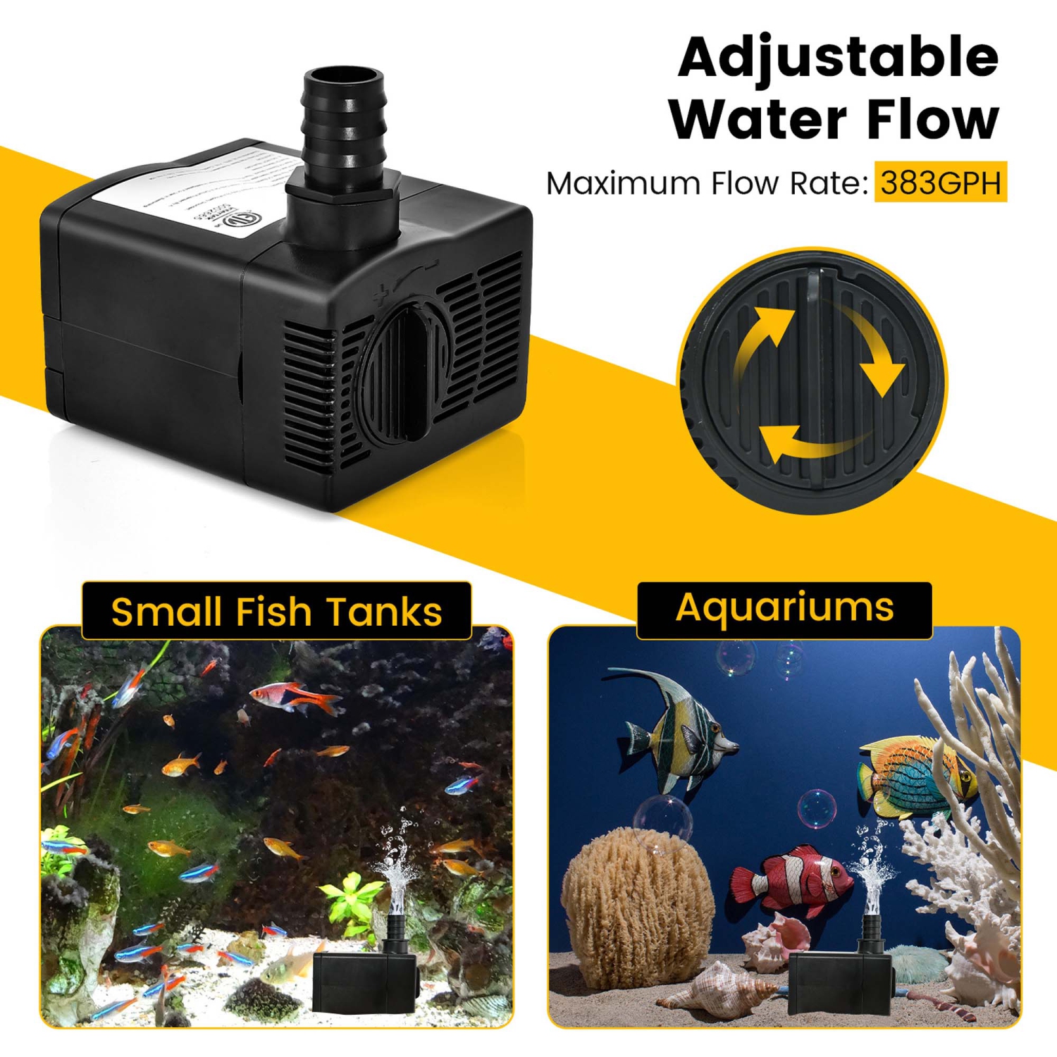 Pompe submersible de Costway 240GPH pour fontaine avec levage élevé 7,2 pi