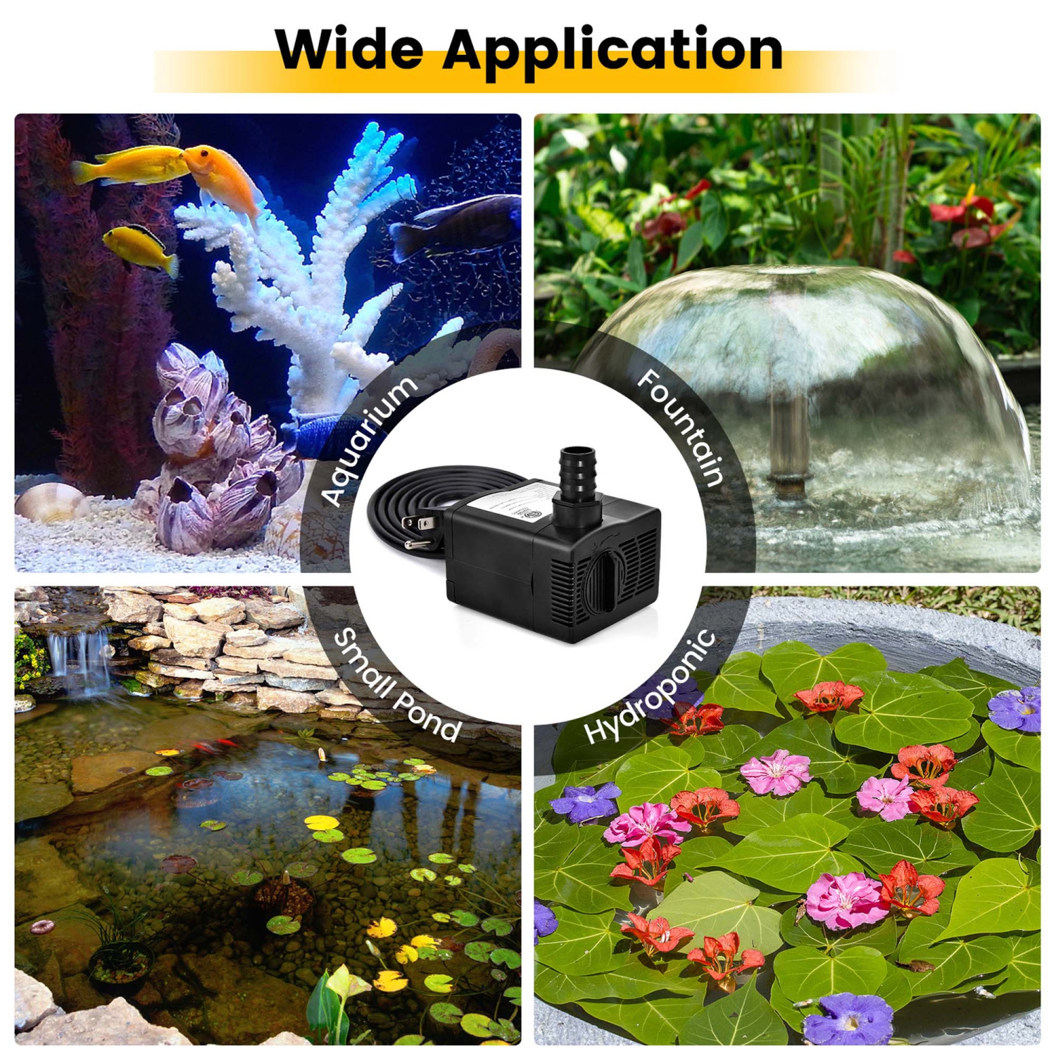 Pompe submersible de Costway 240GPH pour fontaine avec levage élevé 7,2 pi