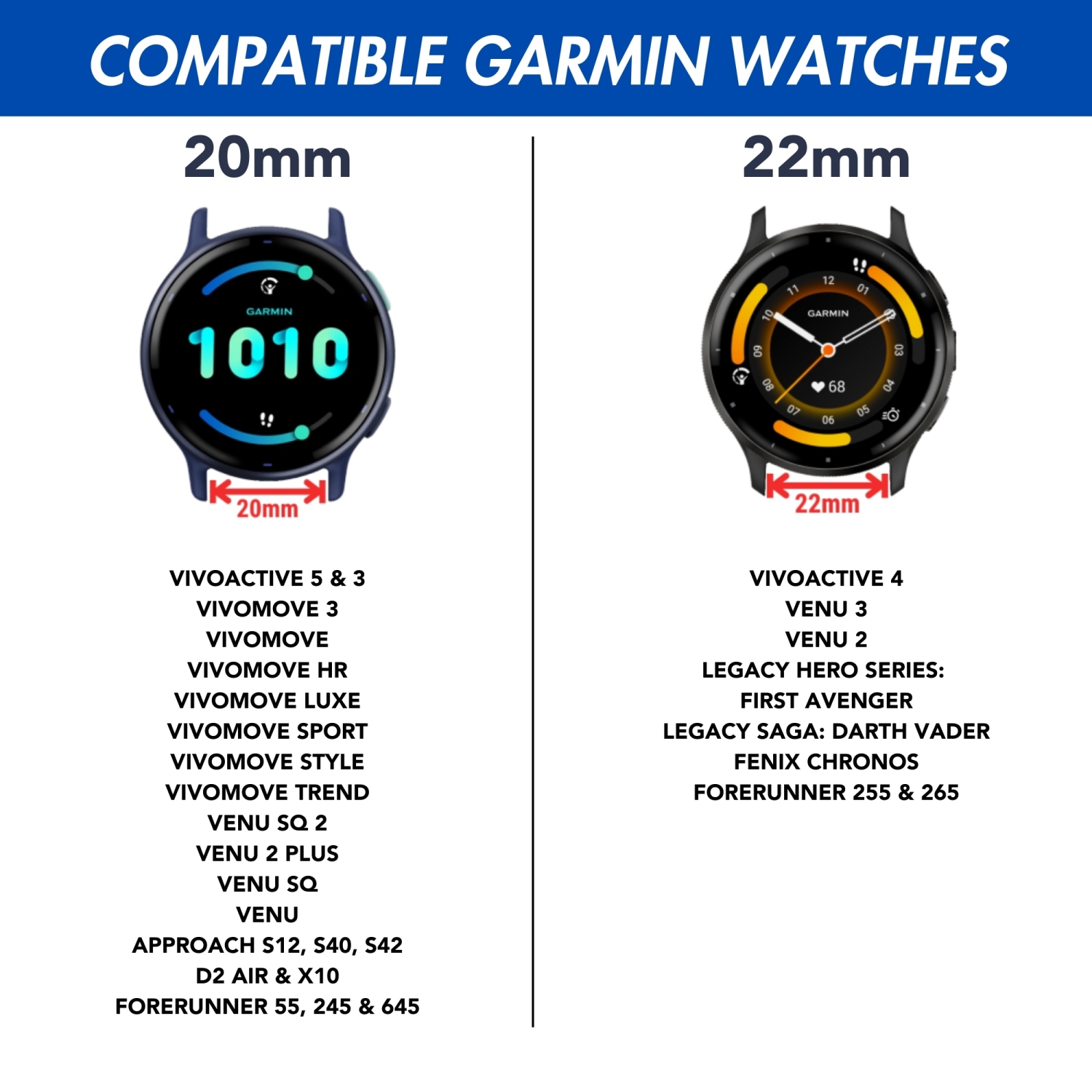 Bracelet hybride en cuir et en caoutchouc Bandini 20&nbsp;mm pour Galaxy Watch6 5 4 de Samsung, actif, aussi compatible avec les montres Vivoactive 5