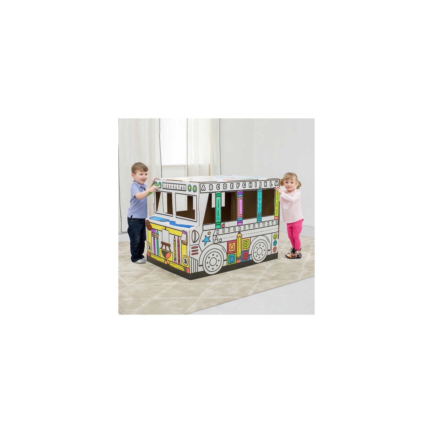 Fellowes - Bankers Box at Play Colour-Your Own Cardboard School Bus