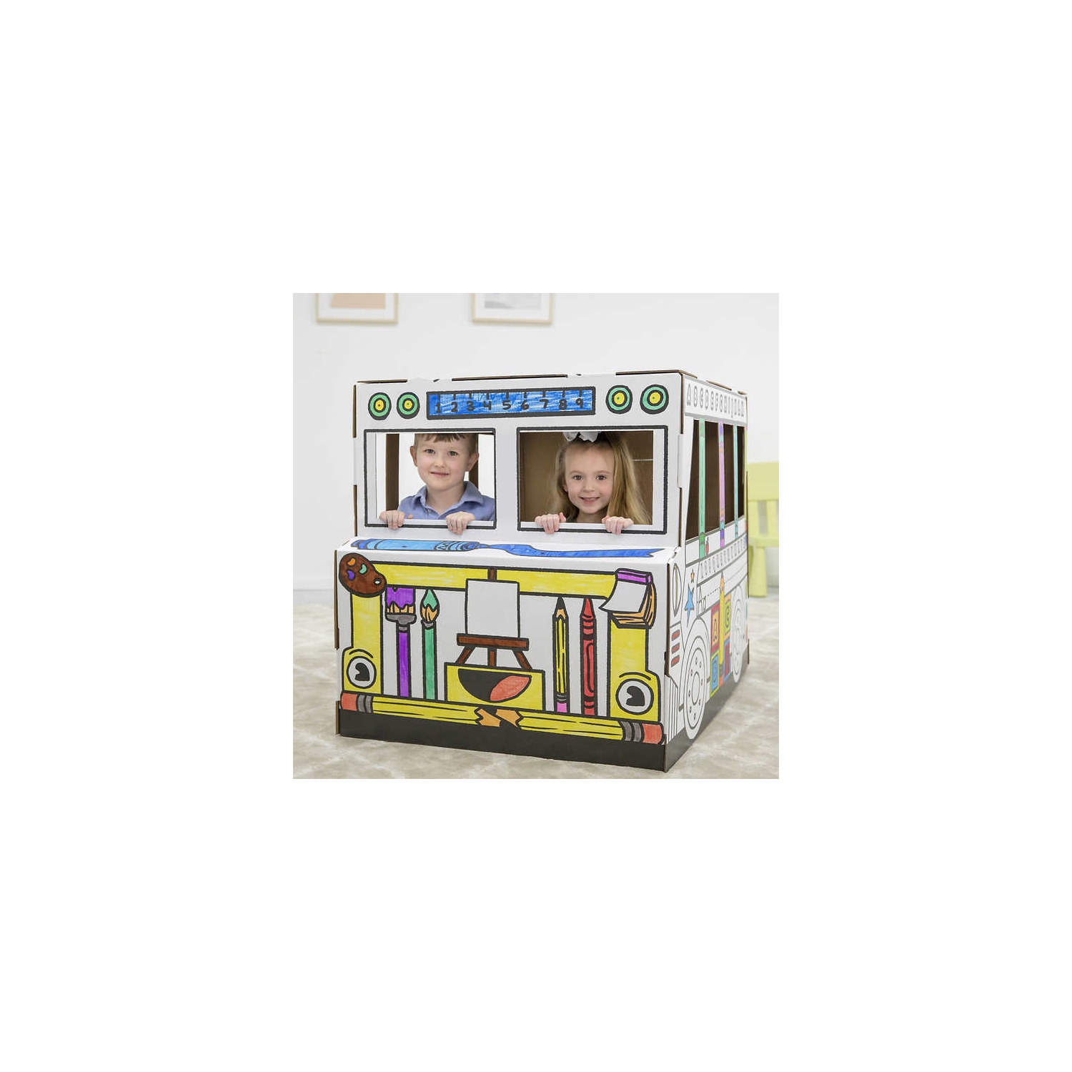 Fellowes - Bankers Box at Play Colour-Your Own Cardboard School Bus