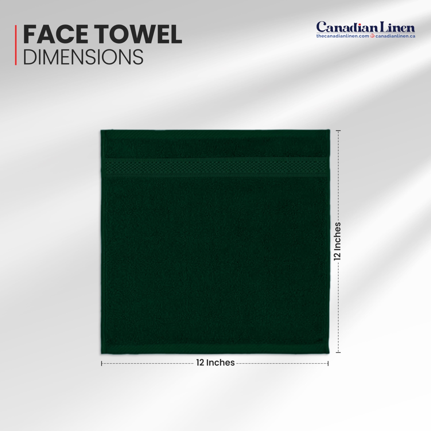 Canadian Linen Imperial Washcloths, 12 Pack, 12”x12”, Soft Absorbent Cotton Lightweight Quick Dry Dish Cloths Set for Homes, Spa, Salons, Hunter Green