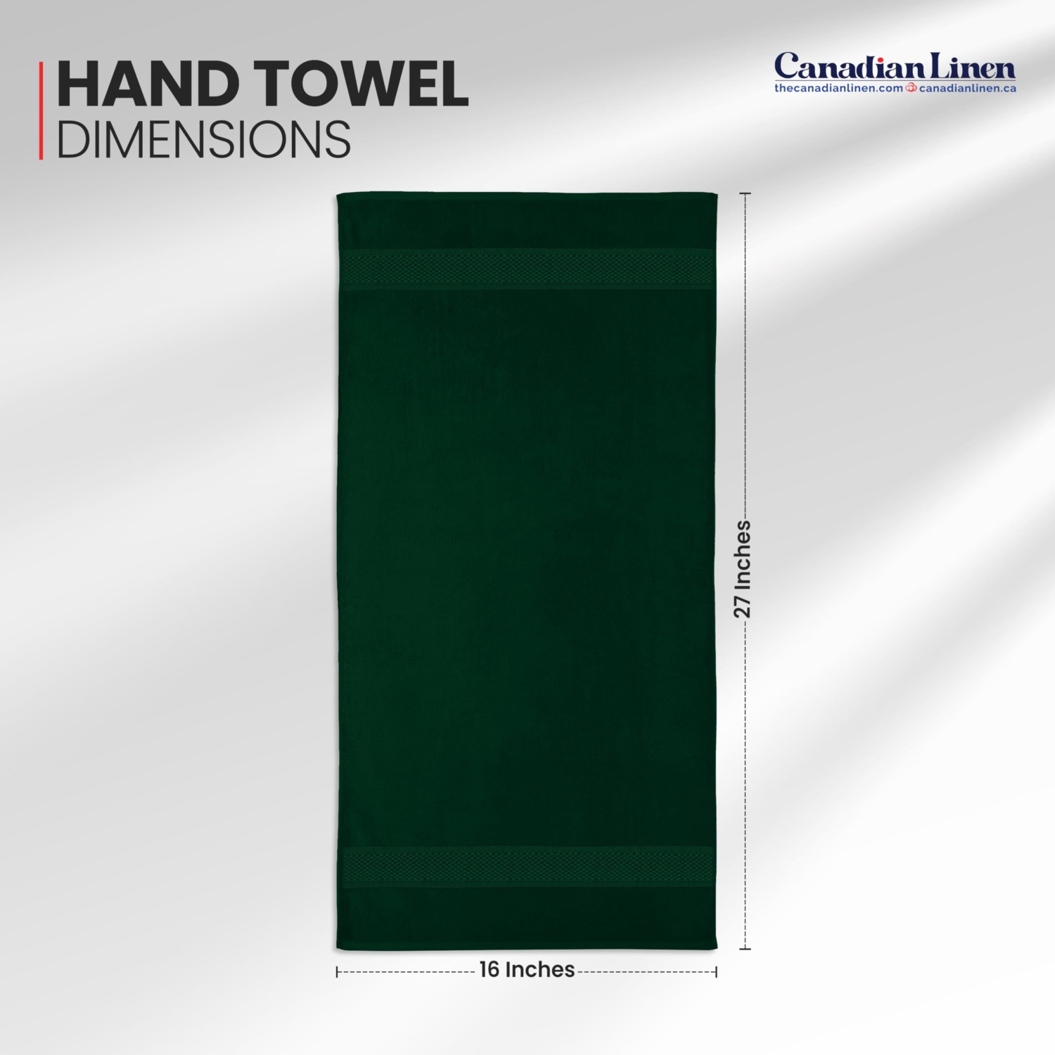 Canadian Linen Imperial Hand Towels, 6 Pack, 16”x27”,Soft Absorbent Cotton Lightweight Quick Dry Fingertip Towel for Home Hair Salon Spa, Hunter Green